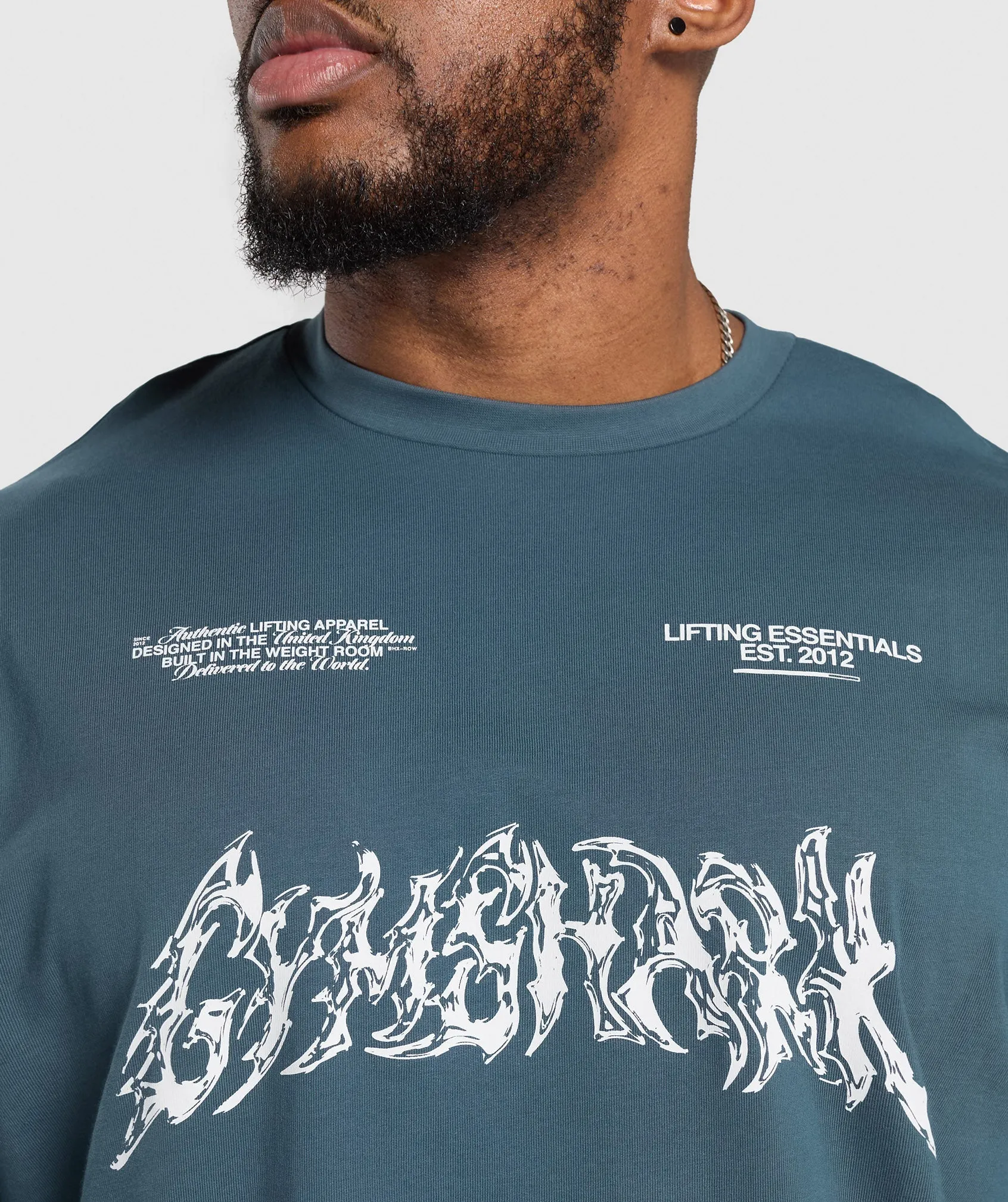 Gymshark Metal Lifting Graphic Long Sleeve T-Shirt - Cargo Blue sold by Gymshark product image thumbnail 5