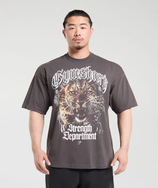 Gymshark Strength Department Animal Oversized T-Shirt - Greyed Purple sold by Gymshark