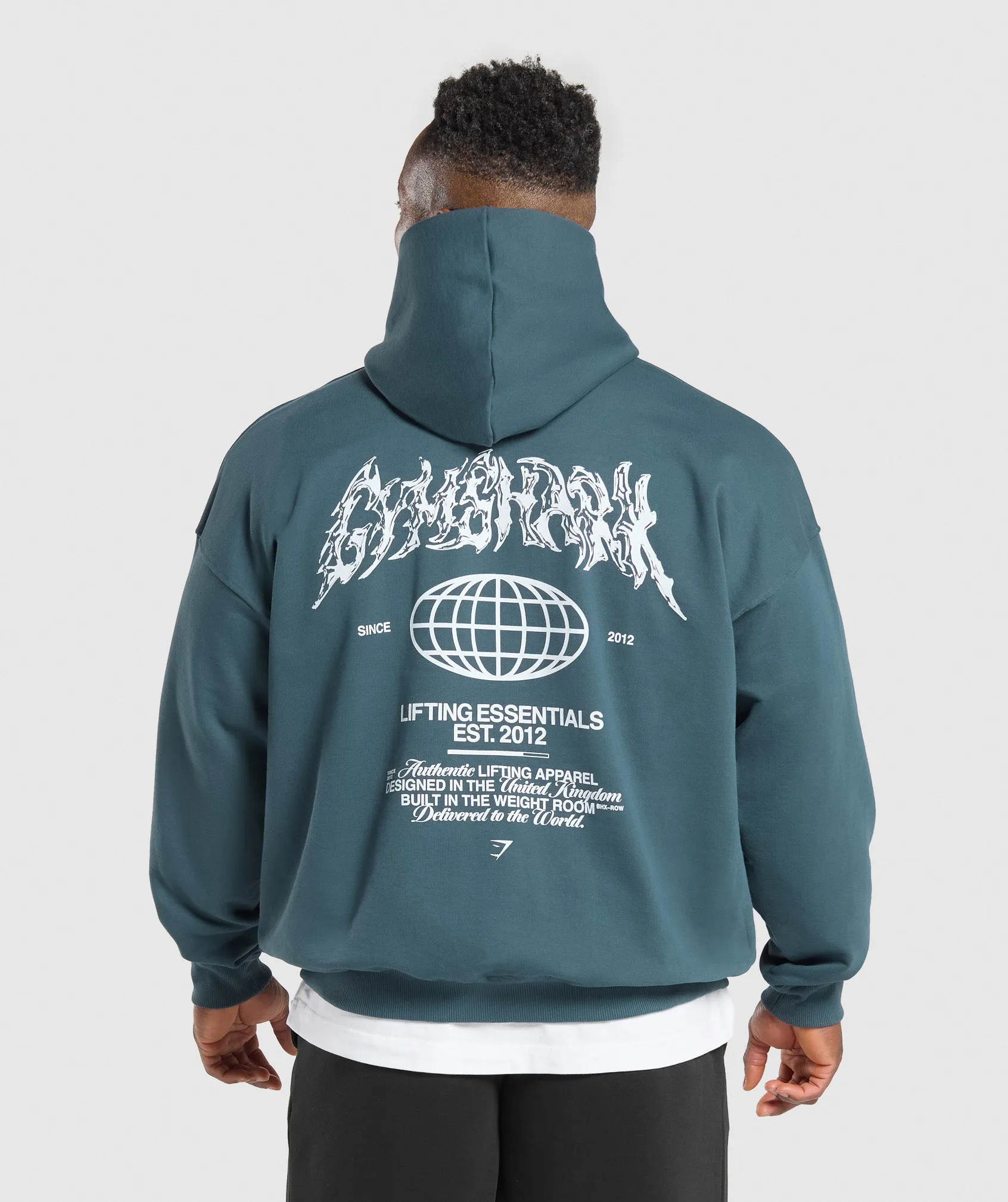 Gymshark Metal Lifting Graphic Hoodie - Cargo Blue sold by Gymshark