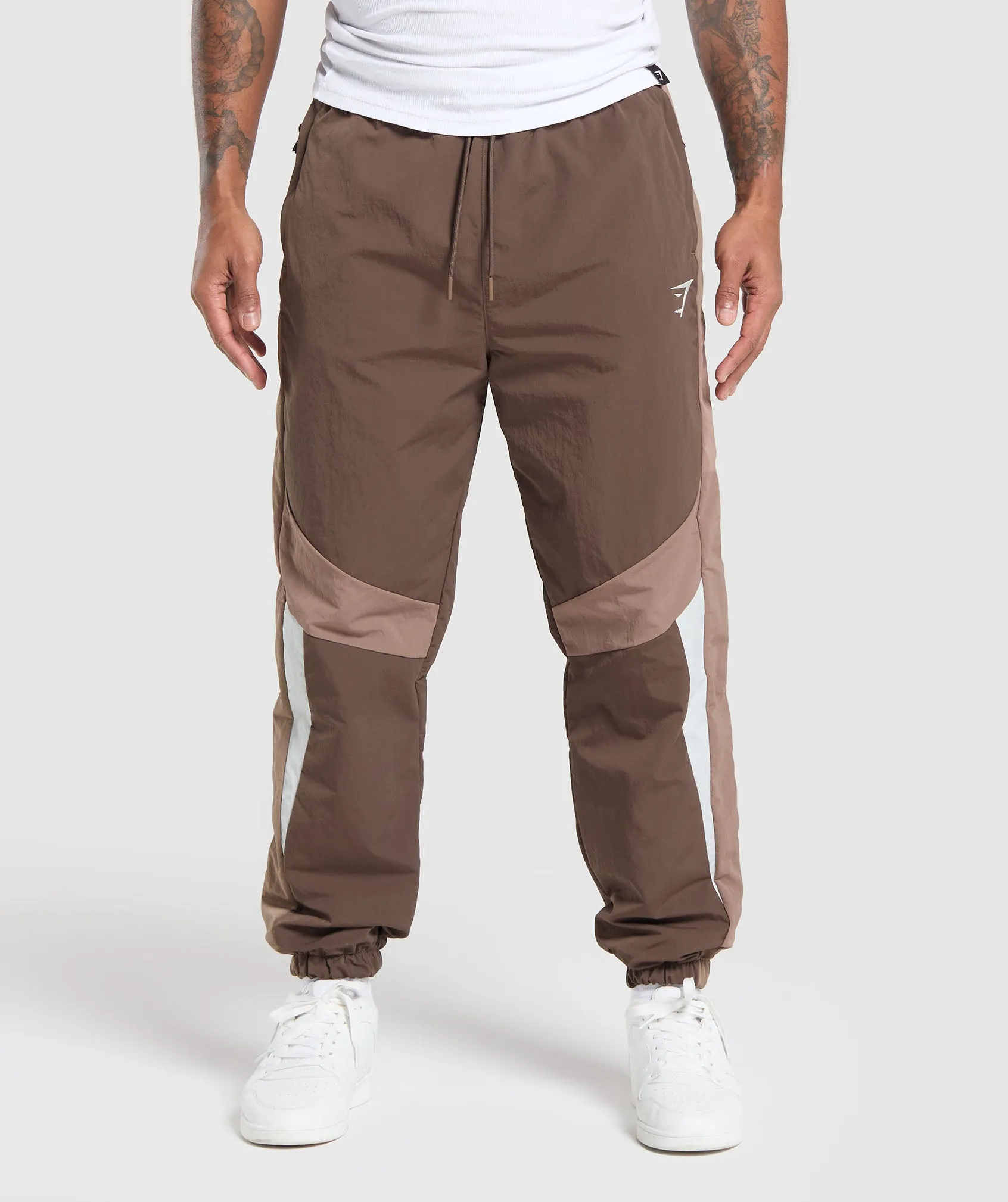 Gymshark Retro Track Pants - Walnut Brown/Mocha Mauve/Soft White sold by Gymshark