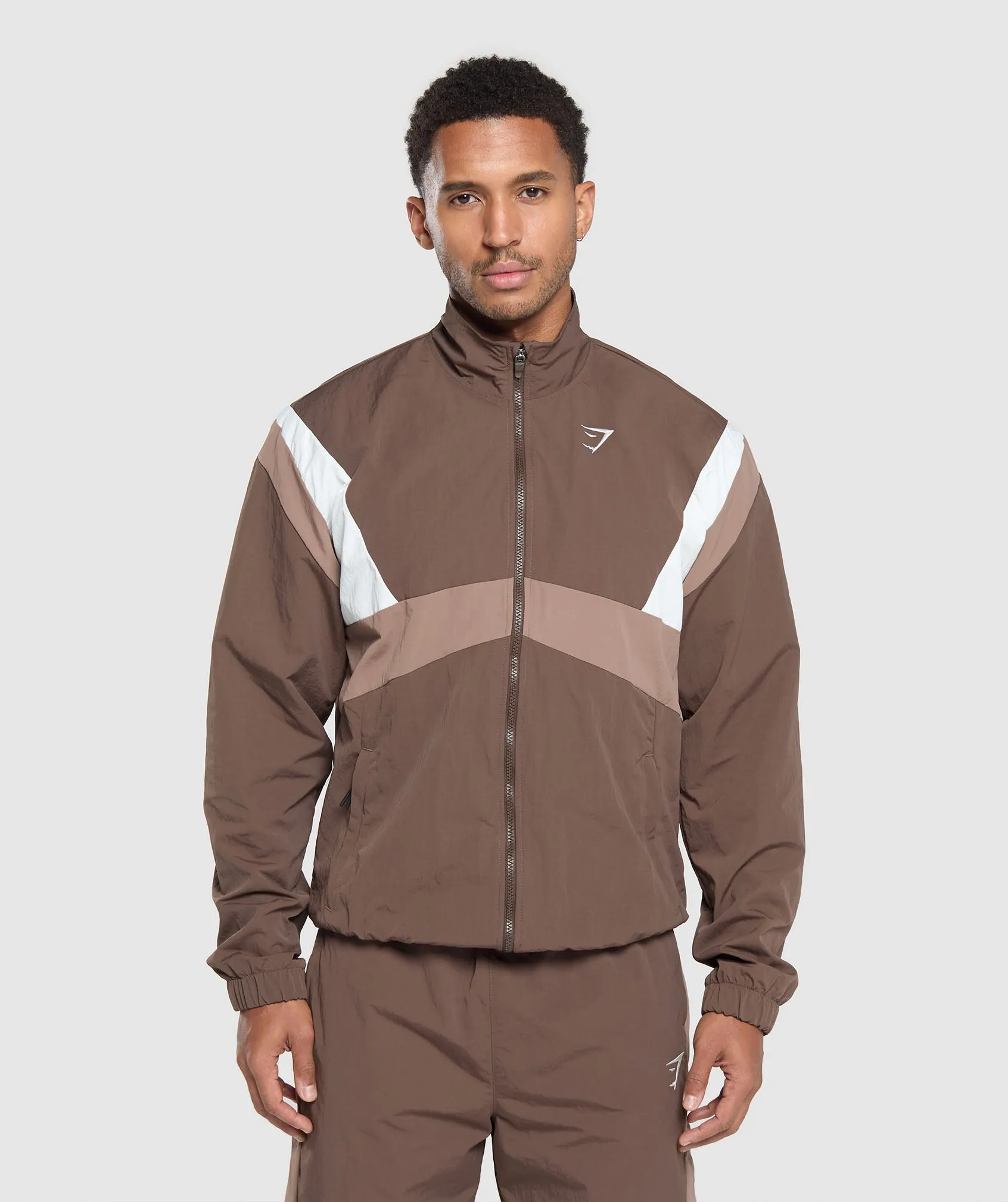 Gymshark Retro Track Jacket - Walnut Brown/Mocha Mauve/Soft White sold by Gymshark