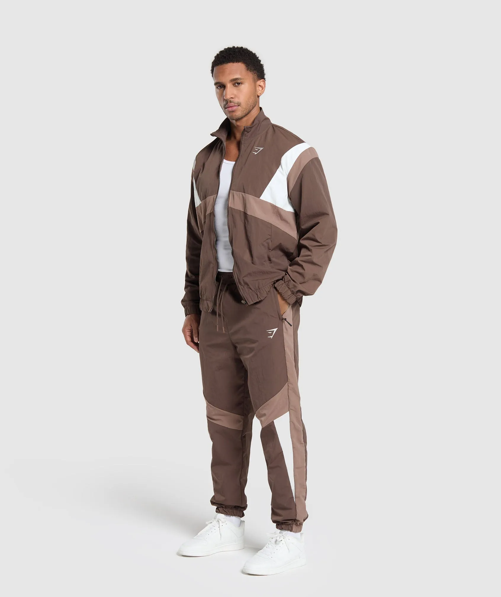 Gymshark Retro Track Jacket - Walnut Brown/Mocha Mauve/Soft White sold by Gymshark product image thumbnail 4