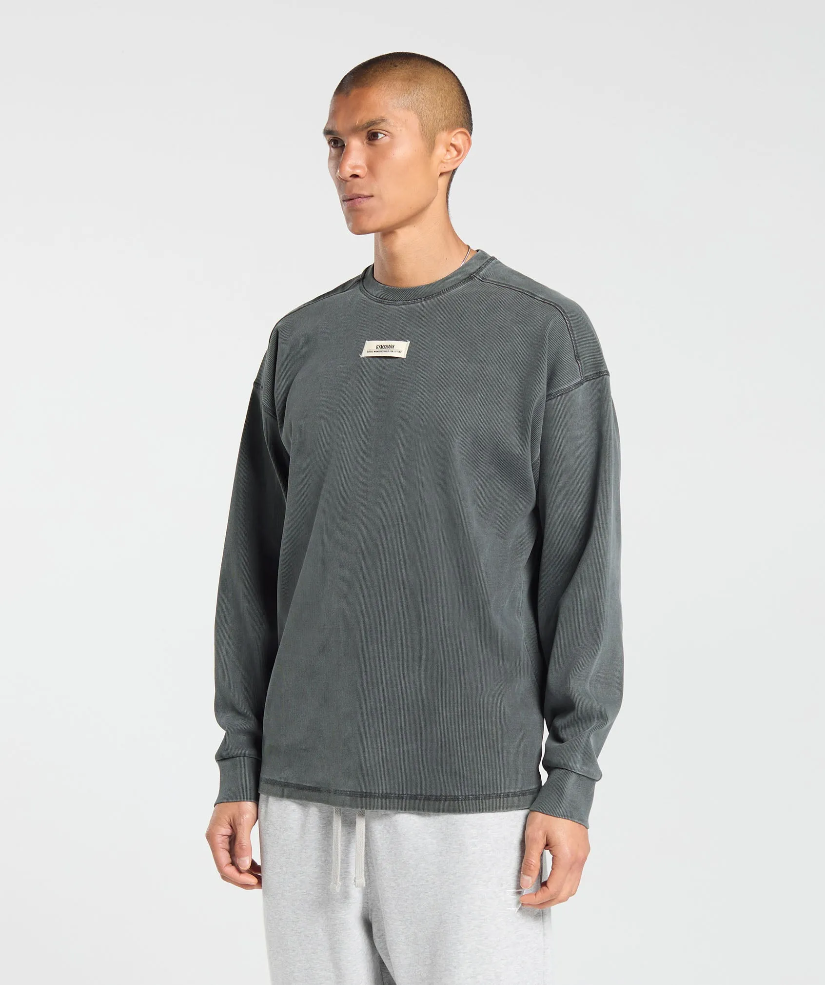 Gymshark Heavyweight Rib Crew - Asphalt Grey sold by Gymshark product image thumbnail 3