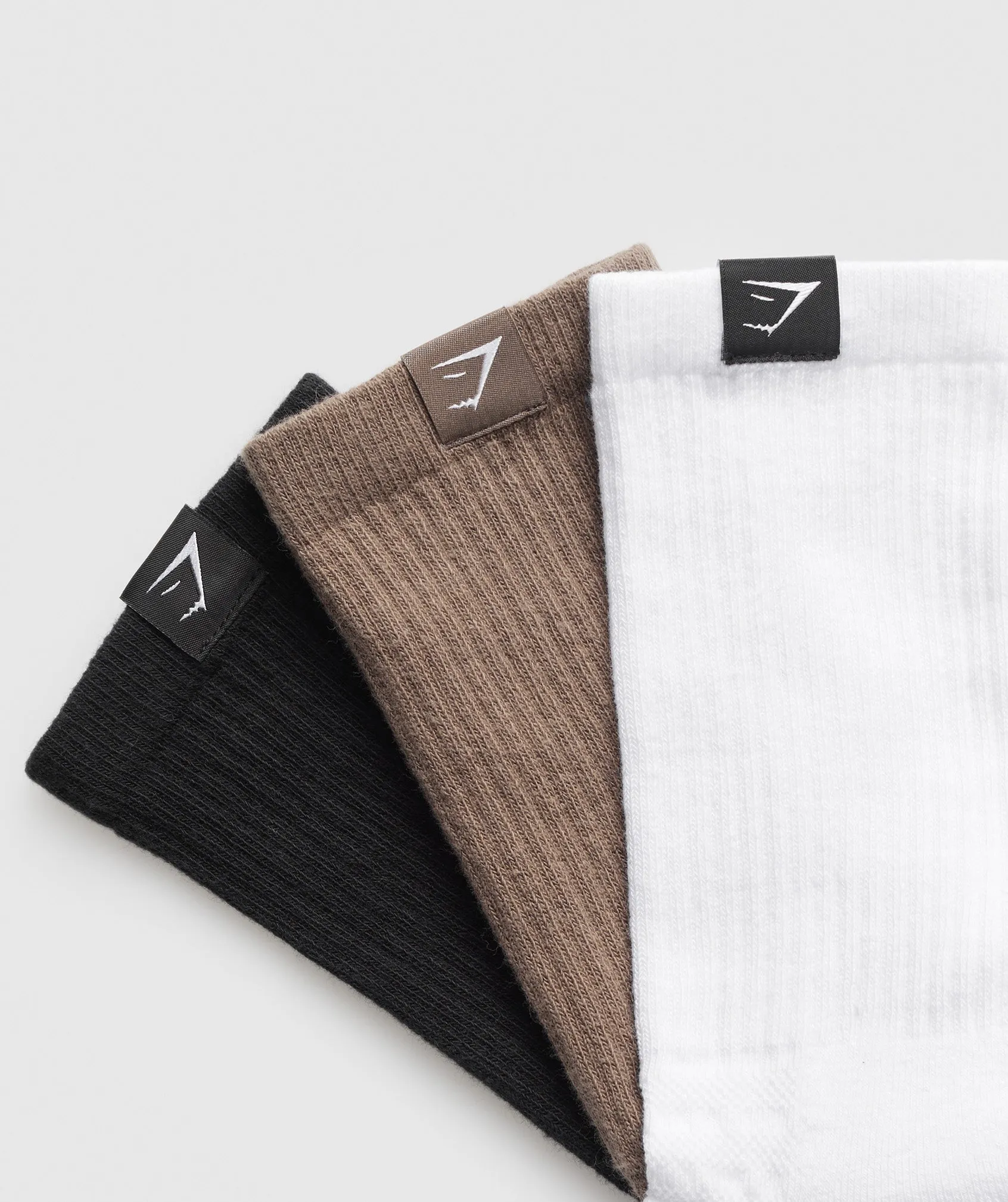 Gymshark Woven Tab Crew Sock 3pk- White/Soul Brown/Black sold by Gymshark product image thumbnail 2