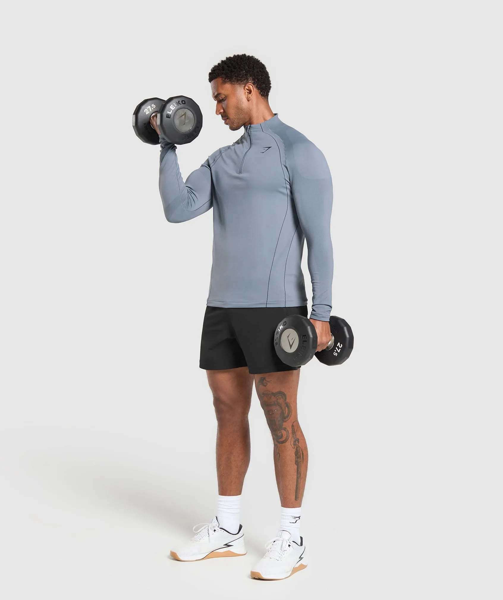 Gymshark Apex Seamless 1/4 Zip - Iron Blue/Black sold by Gymshark product image thumbnail 4