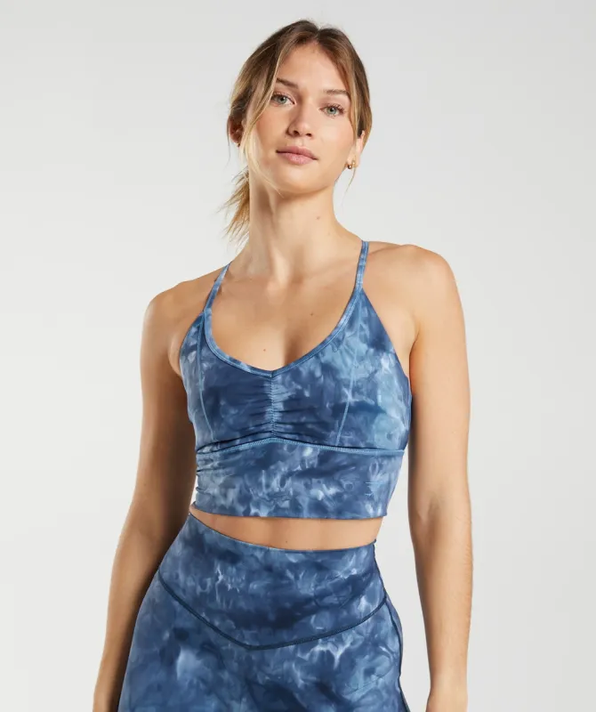 Gymshark Elevate Longline Sports Bra - Lakeside Blue Spray Dye sold by Gymshark