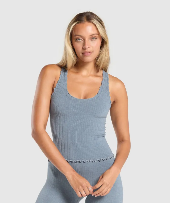Gymshark Lux Seamless Tank - Metal Blue Marl sold by Gymshark
