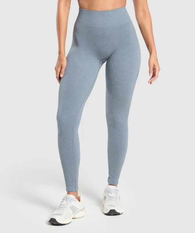 Gymshark Lux Seamless Leggings - Metal Blue Marl sold by Gymshark