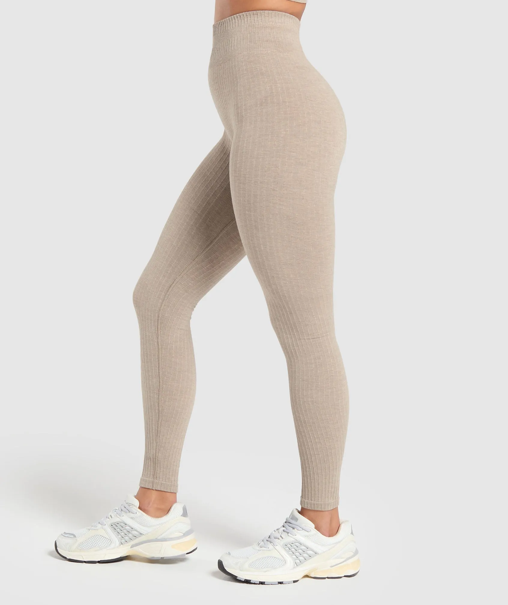 Gymshark Lux Seamless Leggings - Pebble Brown Marl sold by Gymshark product image thumbnail 3