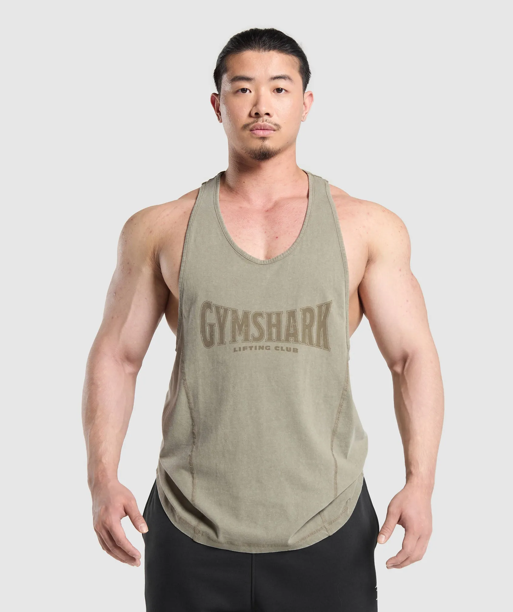 Gymshark Heritage Washed Stringer - Utility Green sold by Gymshark