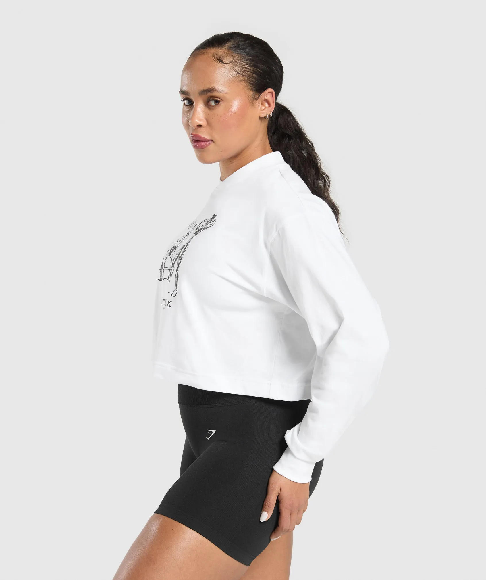 Gymshark Two Strong Women Midi Long Sleeve Top - White sold by Gymshark product image thumbnail 4