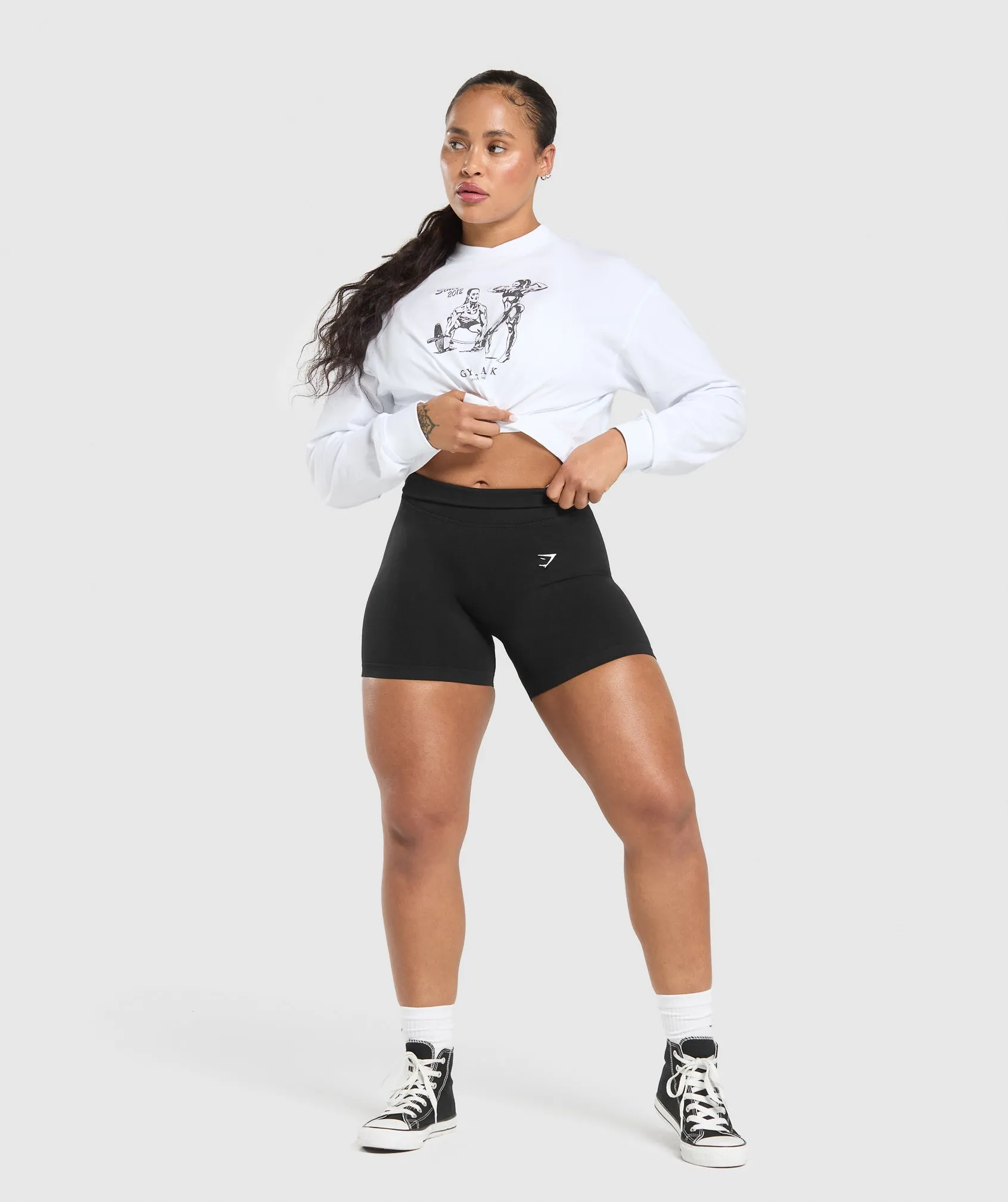 Gymshark Two Strong Women Midi Long Sleeve Top - White sold by Gymshark product image thumbnail 3