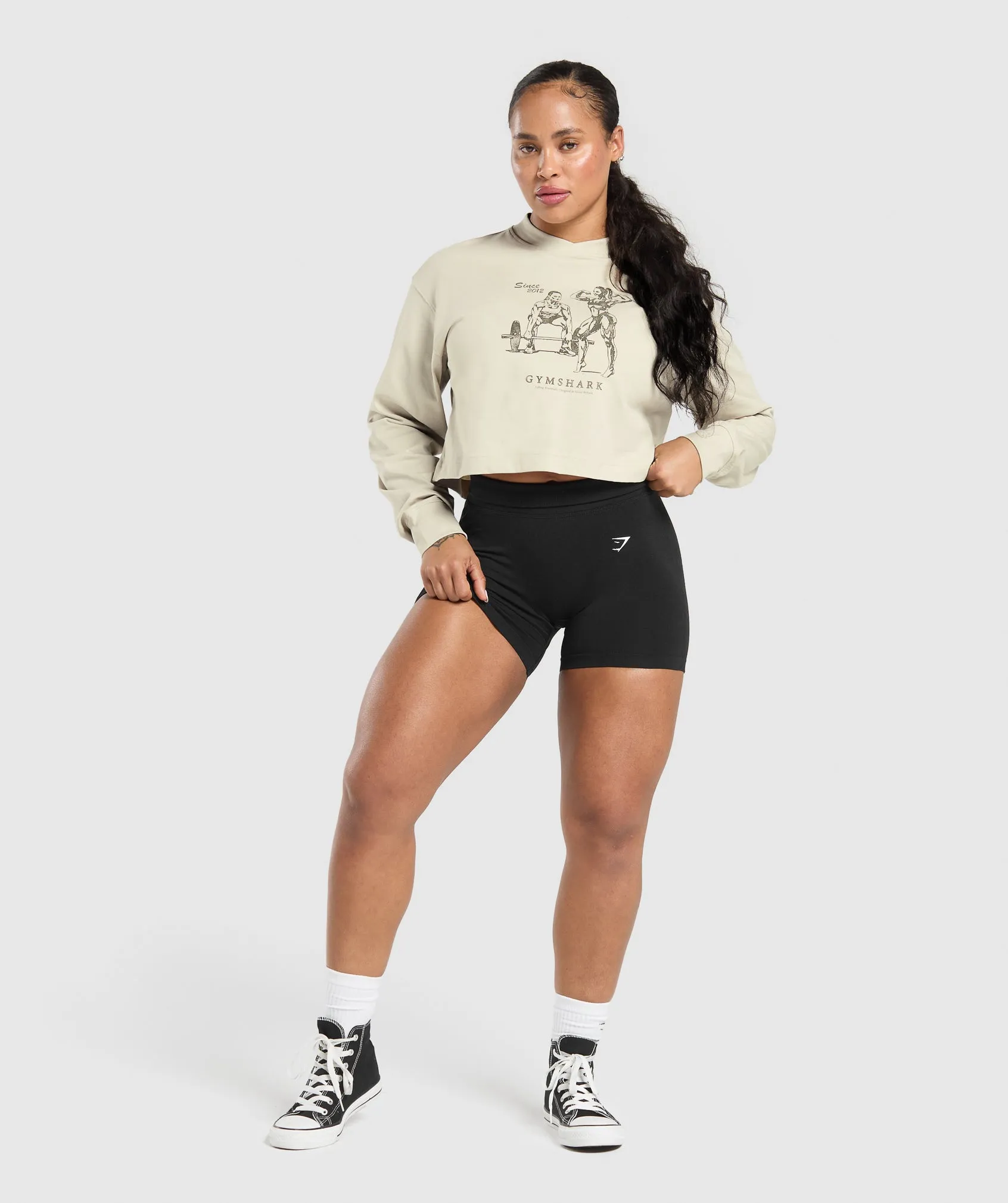 Gymshark Two Strong Women Midi Long Sleeve Top - Pebble Grey sold by Gymshark product image thumbnail 3