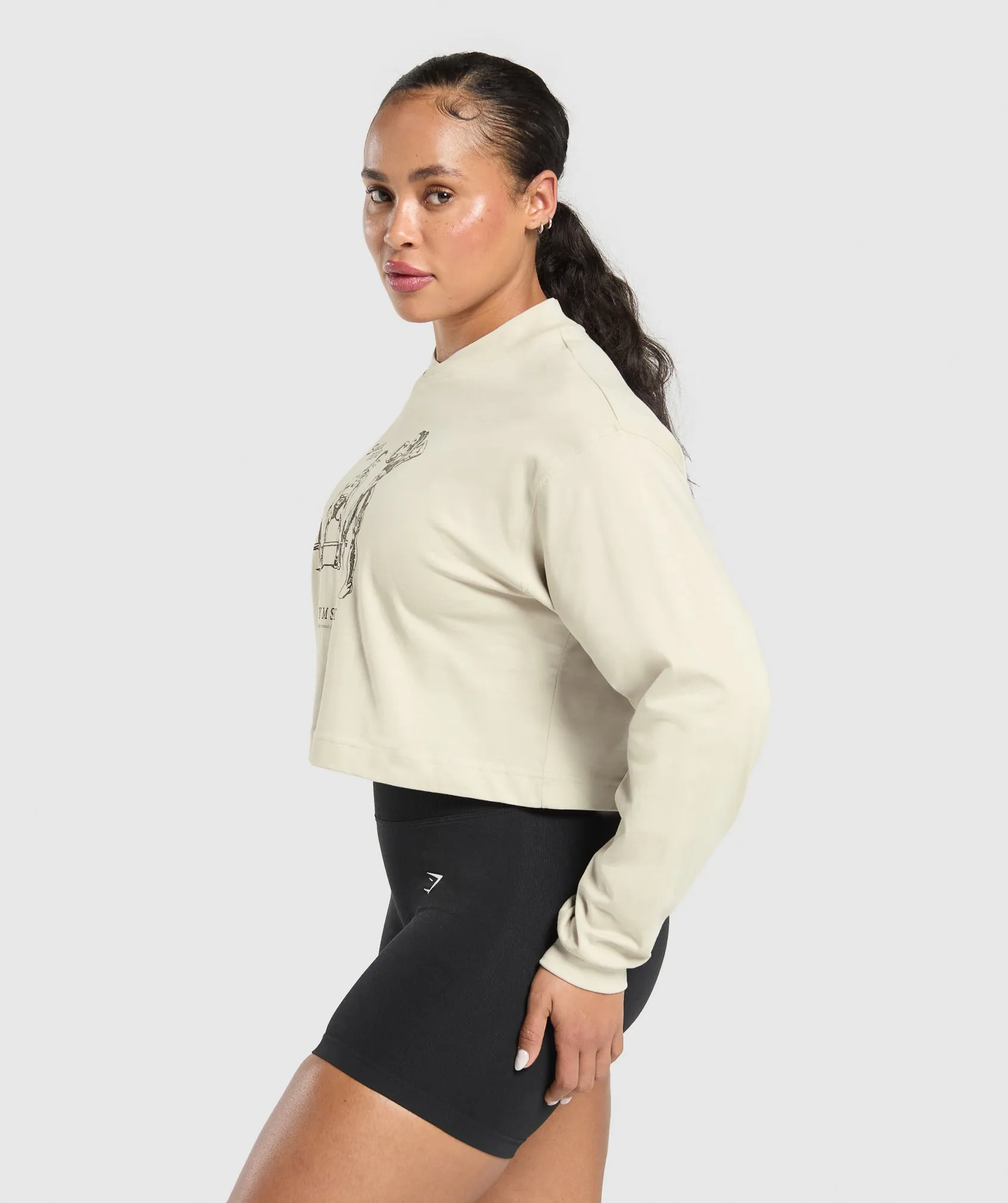 Gymshark Two Strong Women Midi Long Sleeve Top - Pebble Grey sold by Gymshark product image thumbnail 4