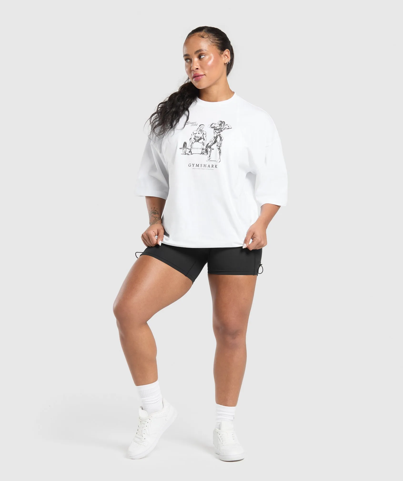 Gymshark Two Strong Women Oversized T-Shirt - White sold by Gymshark product image thumbnail 3