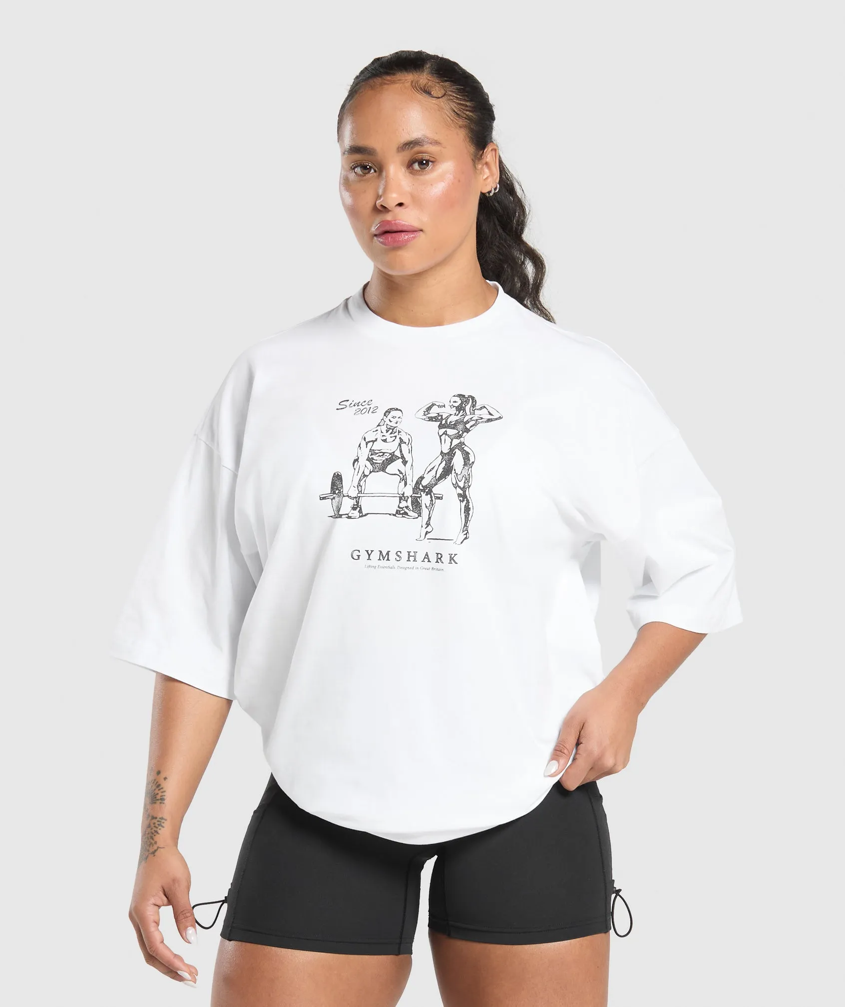 Gymshark Two Strong Women Oversized T-Shirt - White sold by Gymshark