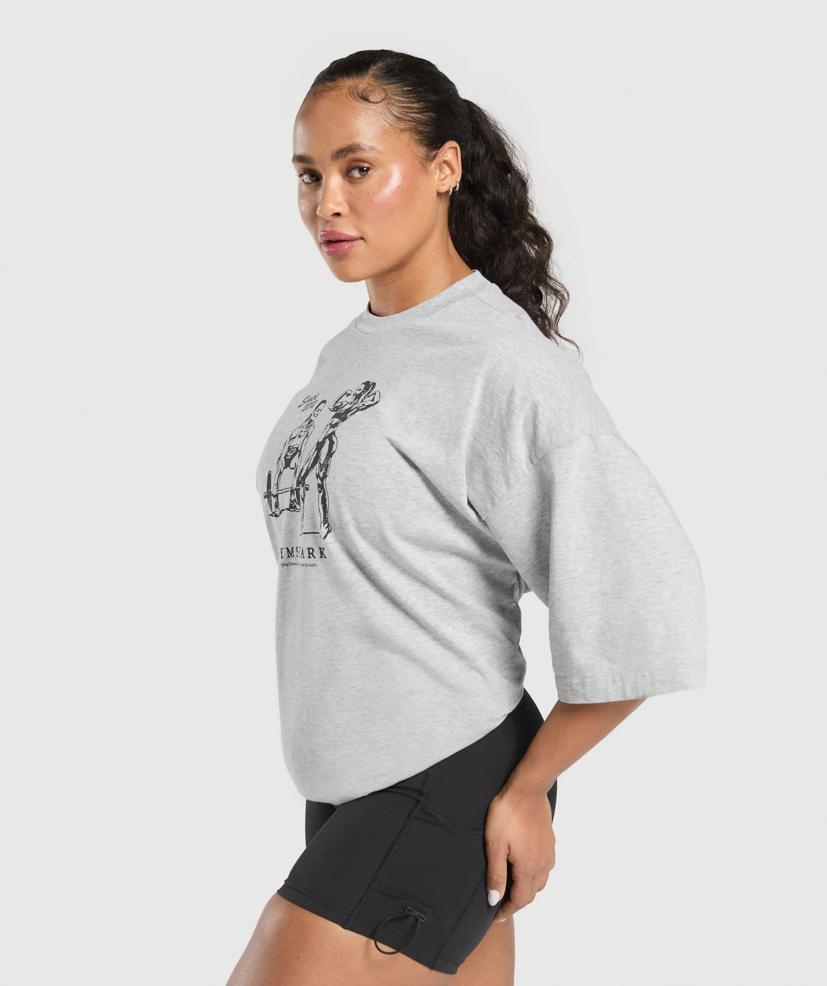 Gymshark Two Strong Women Oversized T-Shirt - Light Grey Core Marl sold by Gymshark product image thumbnail 4