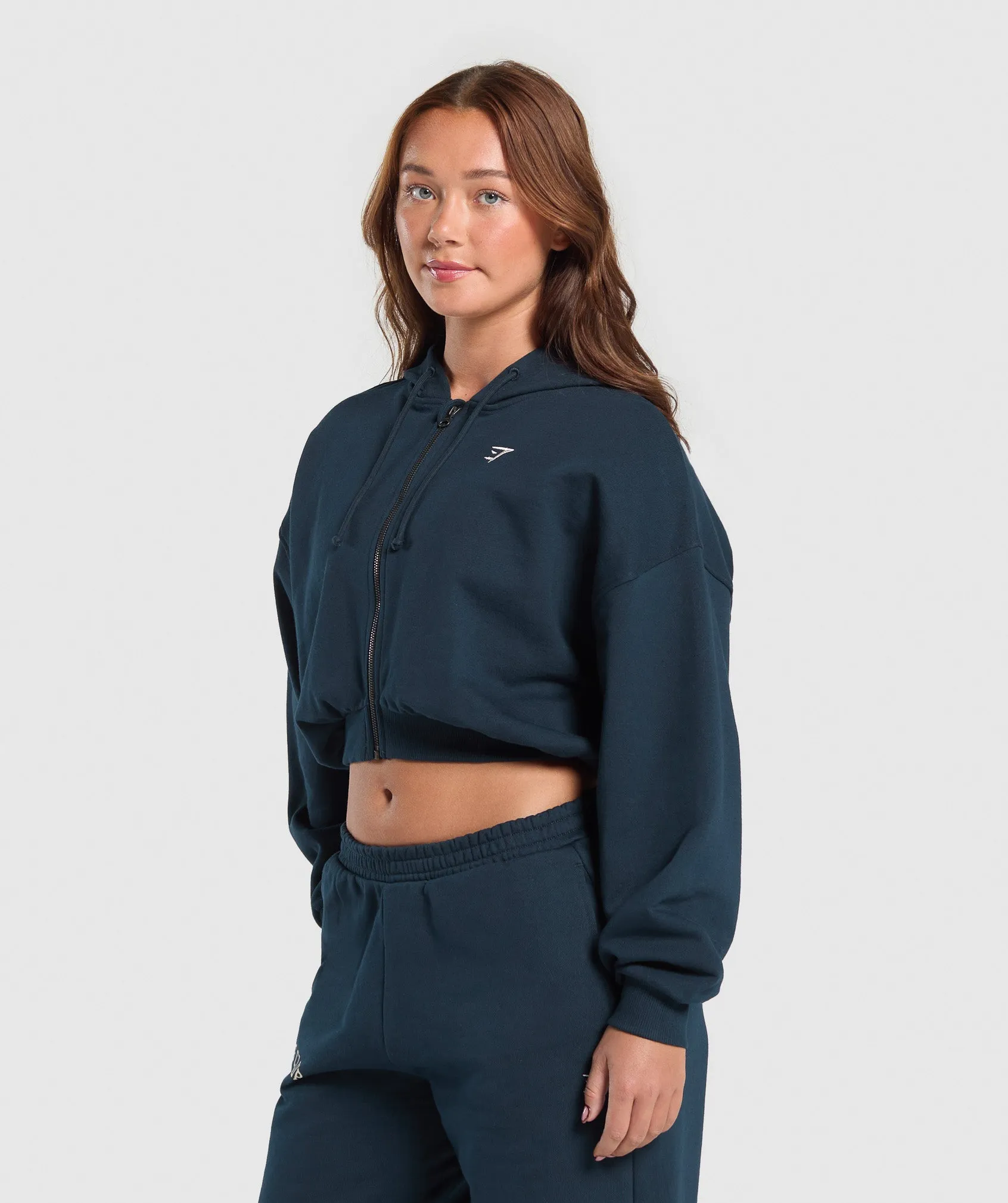 Gymshark Lifting Club Cropped Zip Up Hoodie - Navy sold by Gymshark product image thumbnail 3