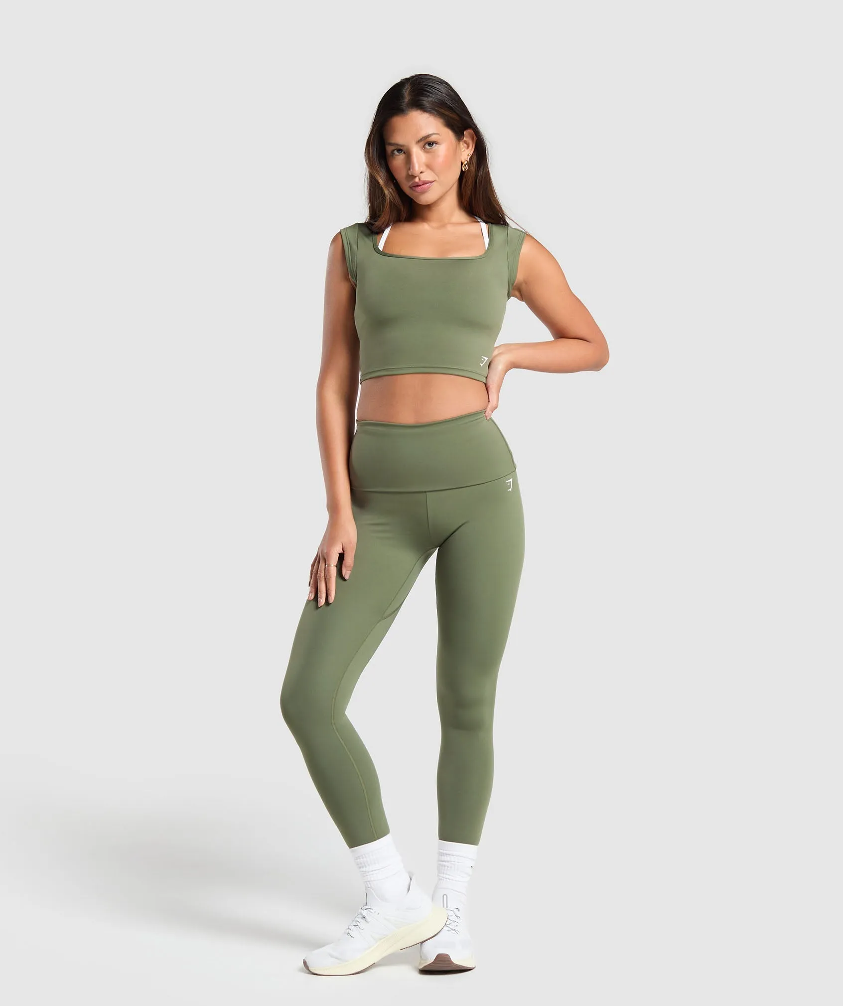 Gymshark Everyday Cap Sleeve Crop Top - Core Olive sold by Gymshark product image thumbnail 4