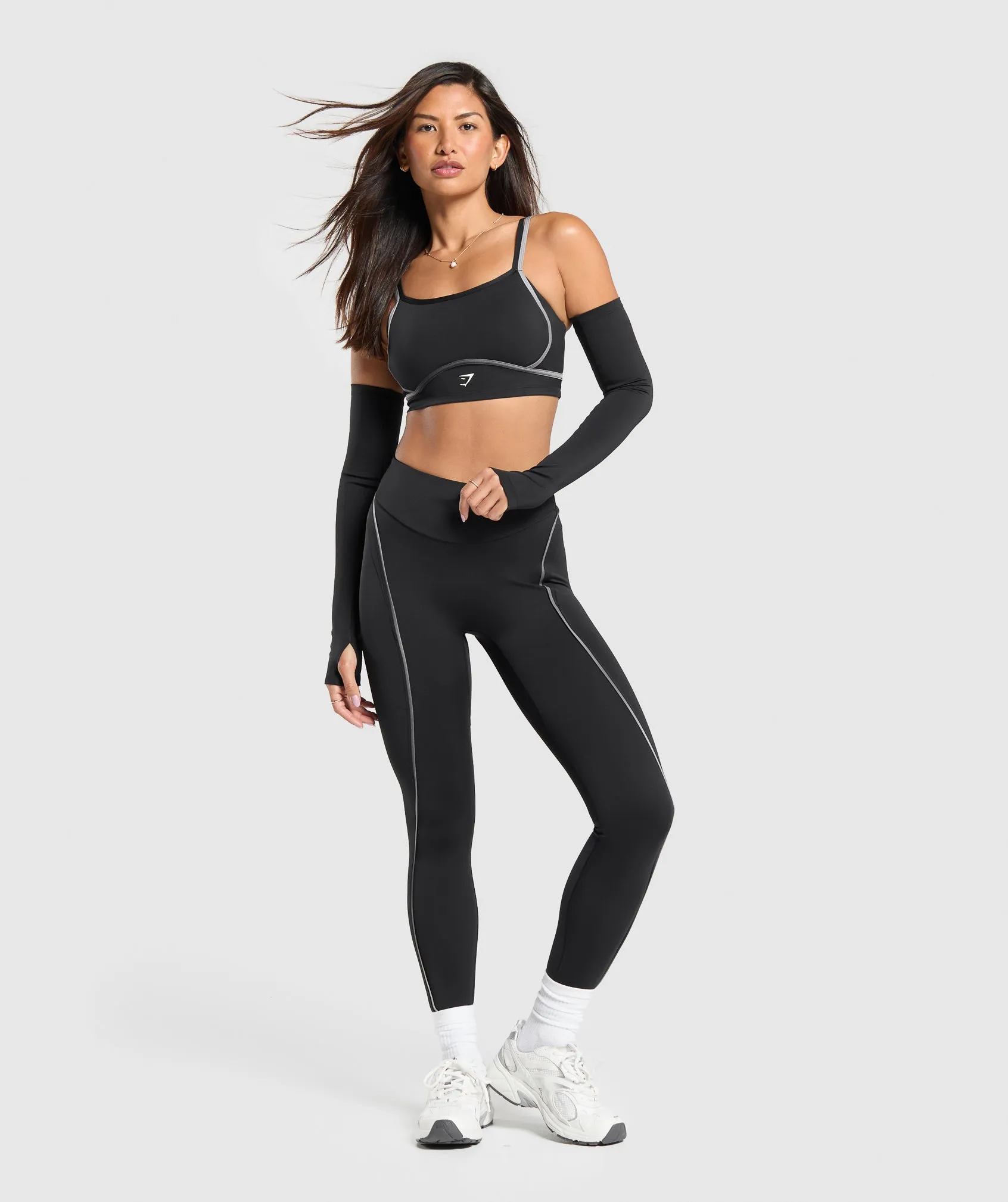 Gymshark Icon Long Sleeve Top - Black/Metal Grey sold by Gymshark product image thumbnail 4