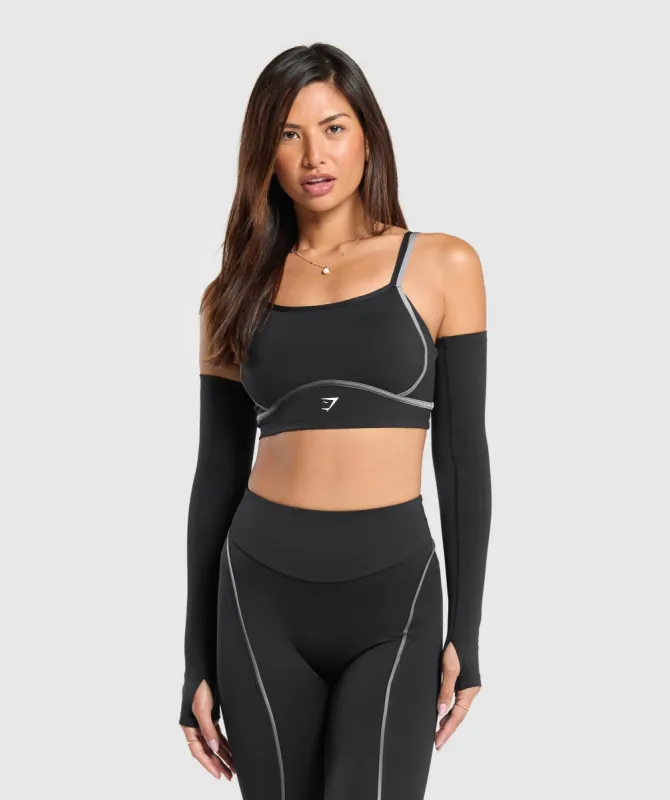 Gymshark Icon Long Sleeve Top - Black/Metal Grey sold by Gymshark