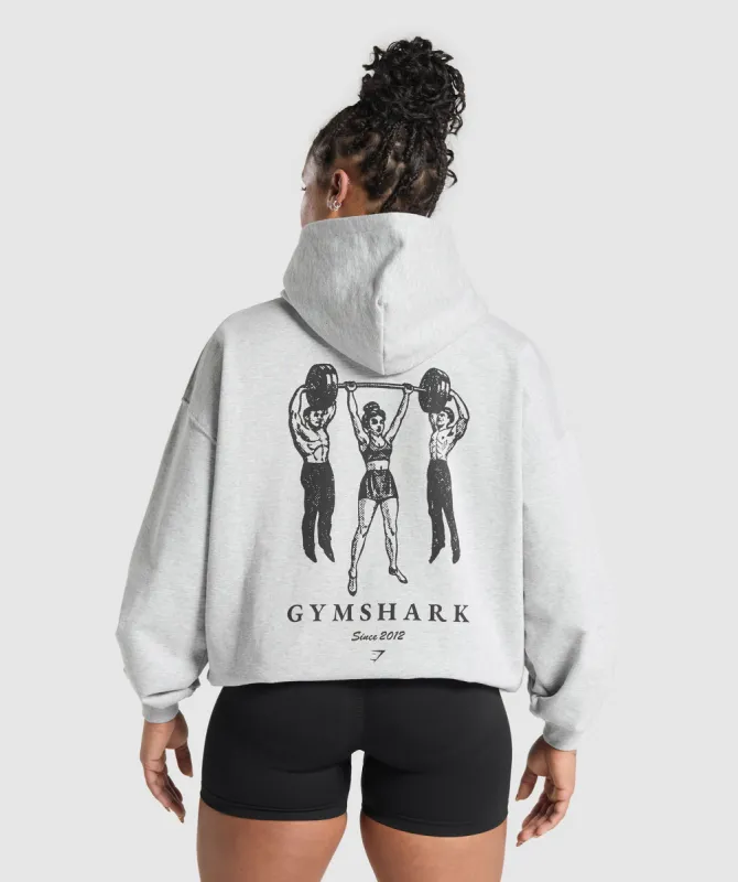 Gymshark Retro Lifting Oversized Hoodie - Light Grey Core Marl sold by Gymshark
