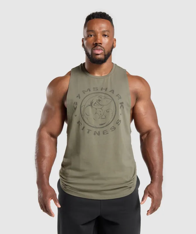 Gymshark Legacy Drop Arm Tank - Base Green sold by Gymshark