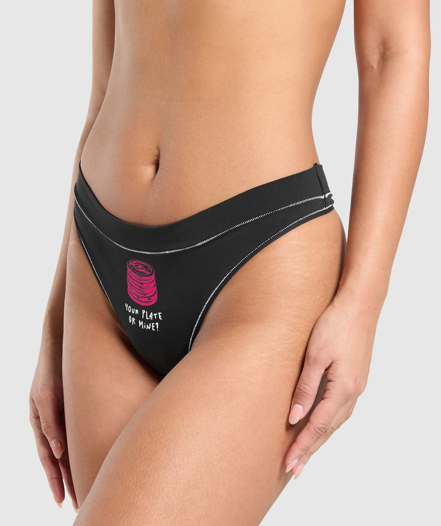 Gymshark Your Plate or Mine Cotton Thong - Black sold by Gymshark product image thumbnail 3