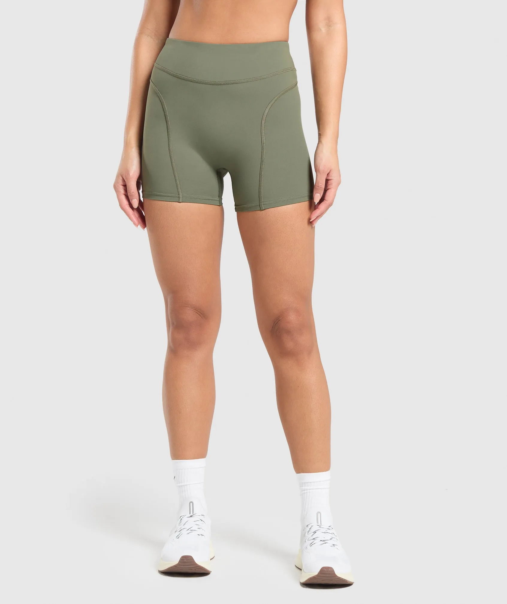 Gymshark Dipped Waistband Shorts - Base Green sold by Gymshark