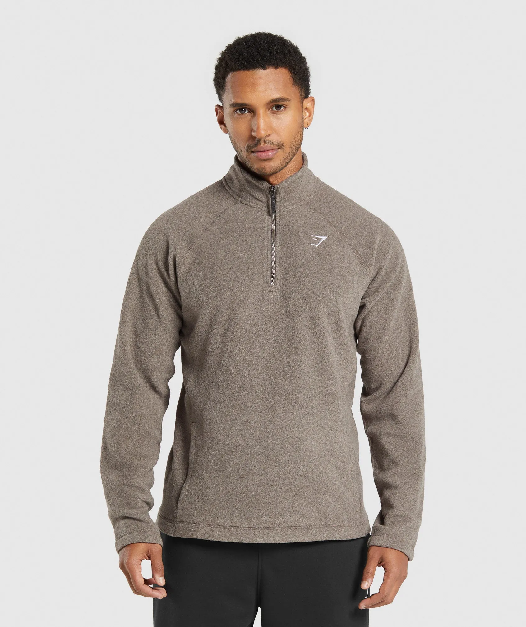Gymshark Fleece 1/4 Zip - Camo Brown/Sand Brown sold by Gymshark