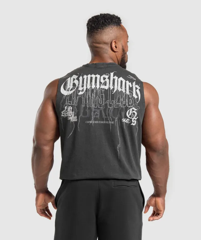 Gymshark Distressed Graphic Tank - Black Acid Wash sold by Gymshark