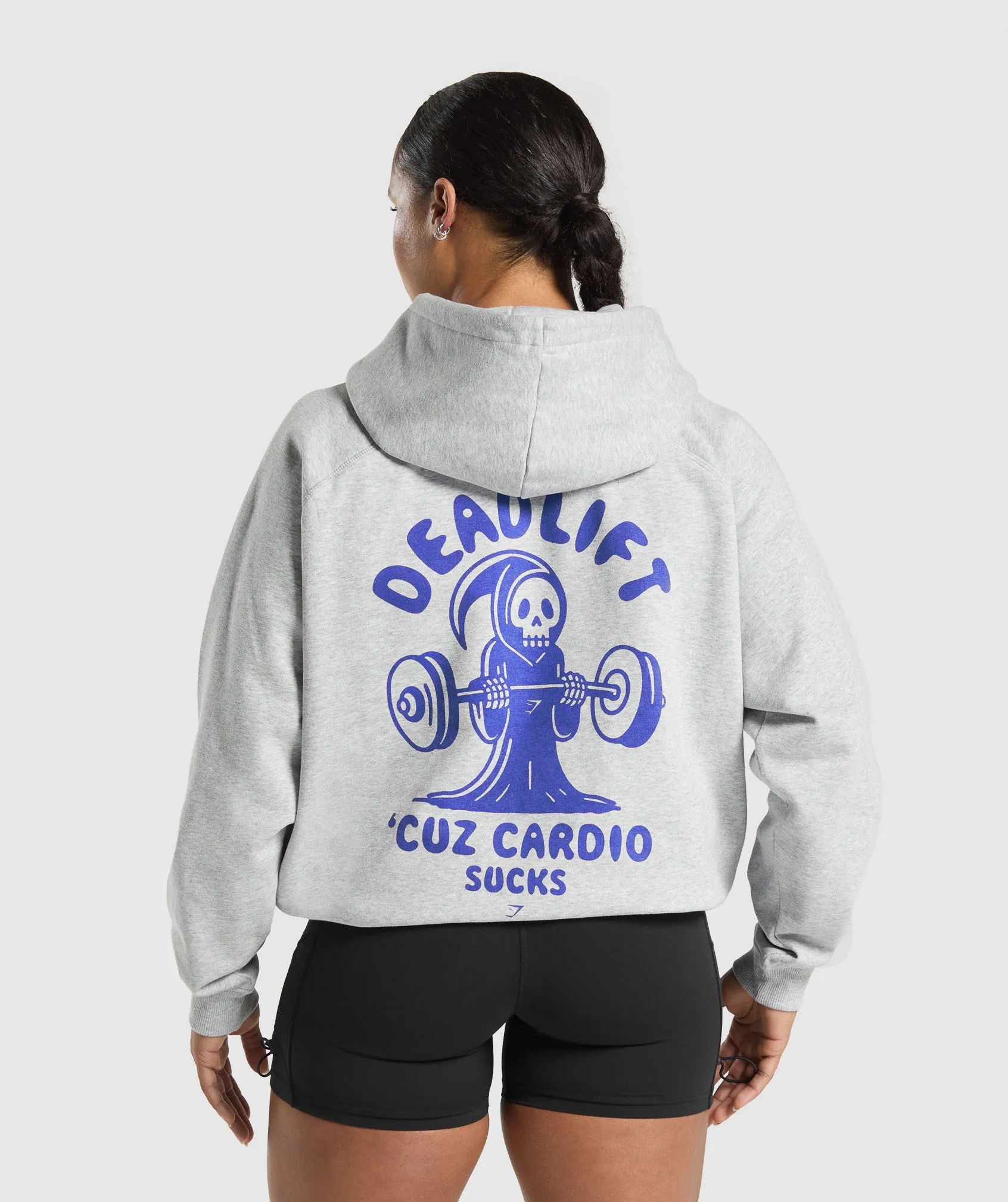 Gymshark Graphic Reaper Oversized Hoodie - Light Grey Core Marl sold by Gymshark