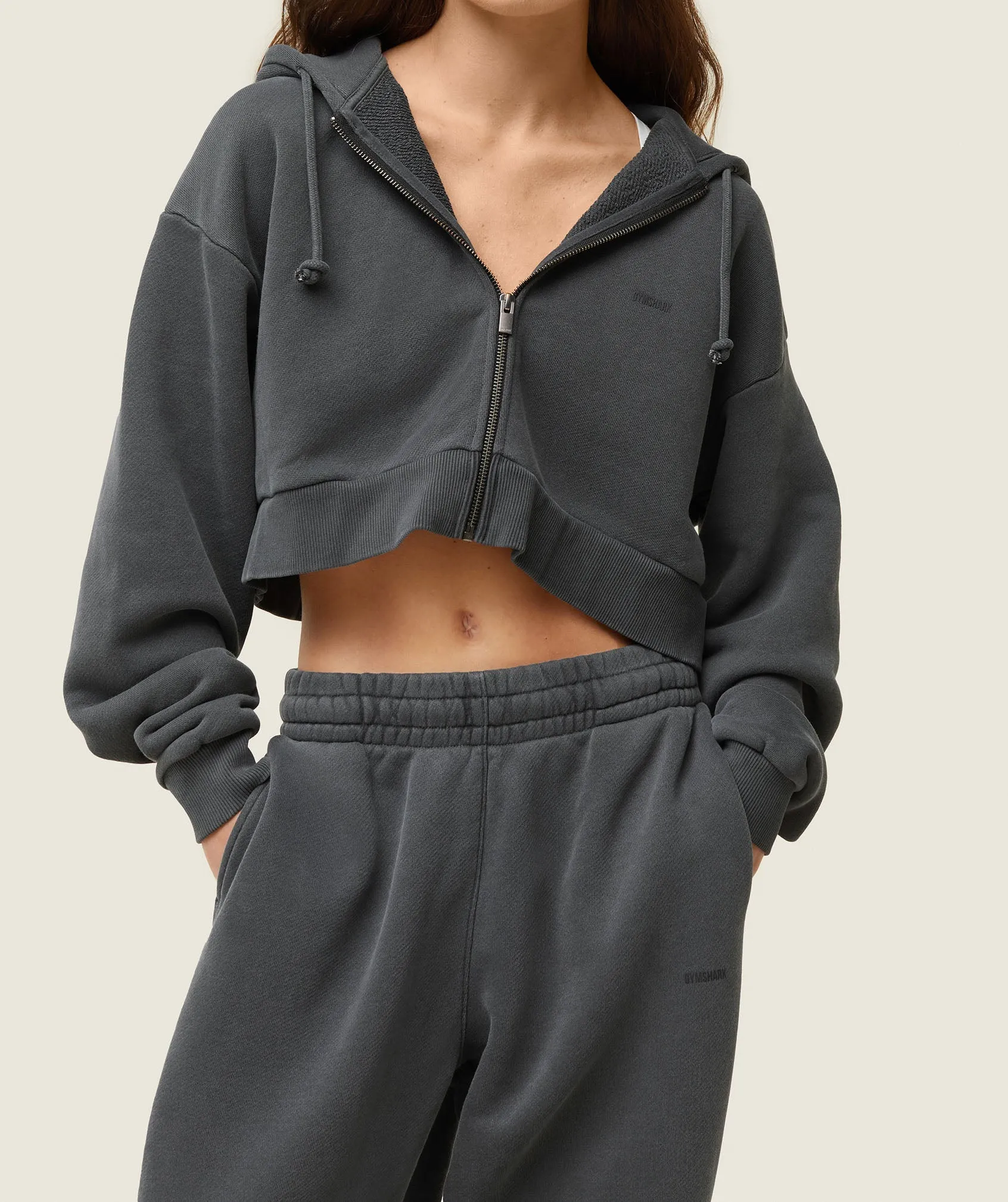 Gymshark everywear Cropped Zip Hoodie - Black sold by Gymshark product image thumbnail 3