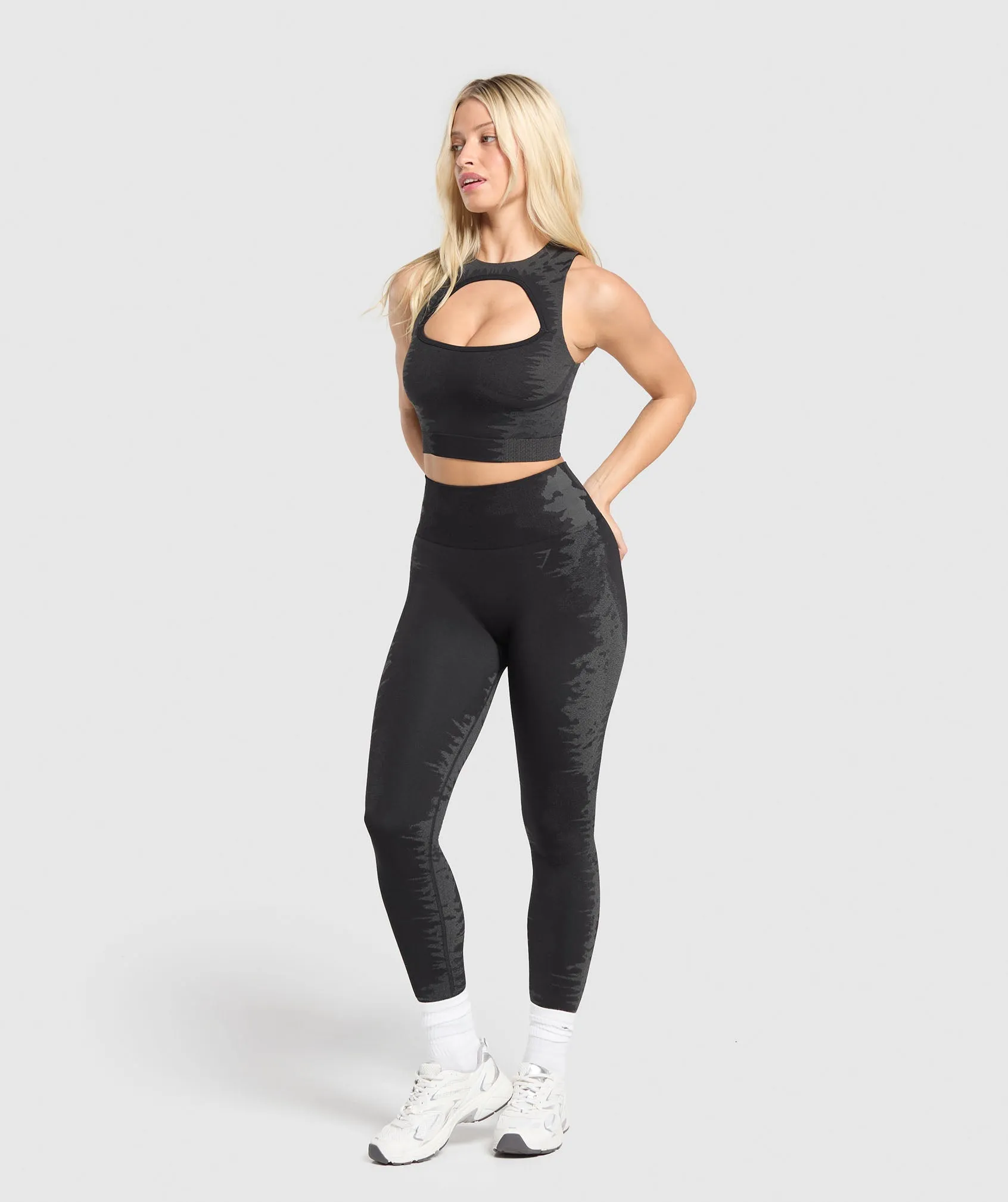 Gymshark Caged Seamless Leggings - Black/Graphite Grey sold by Gymshark product image thumbnail 4