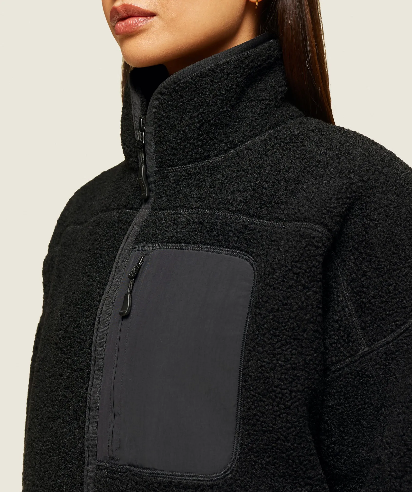 Gymshark Everywear Zip Up Sherpa Jacket - Black sold by Gymshark product image thumbnail 5