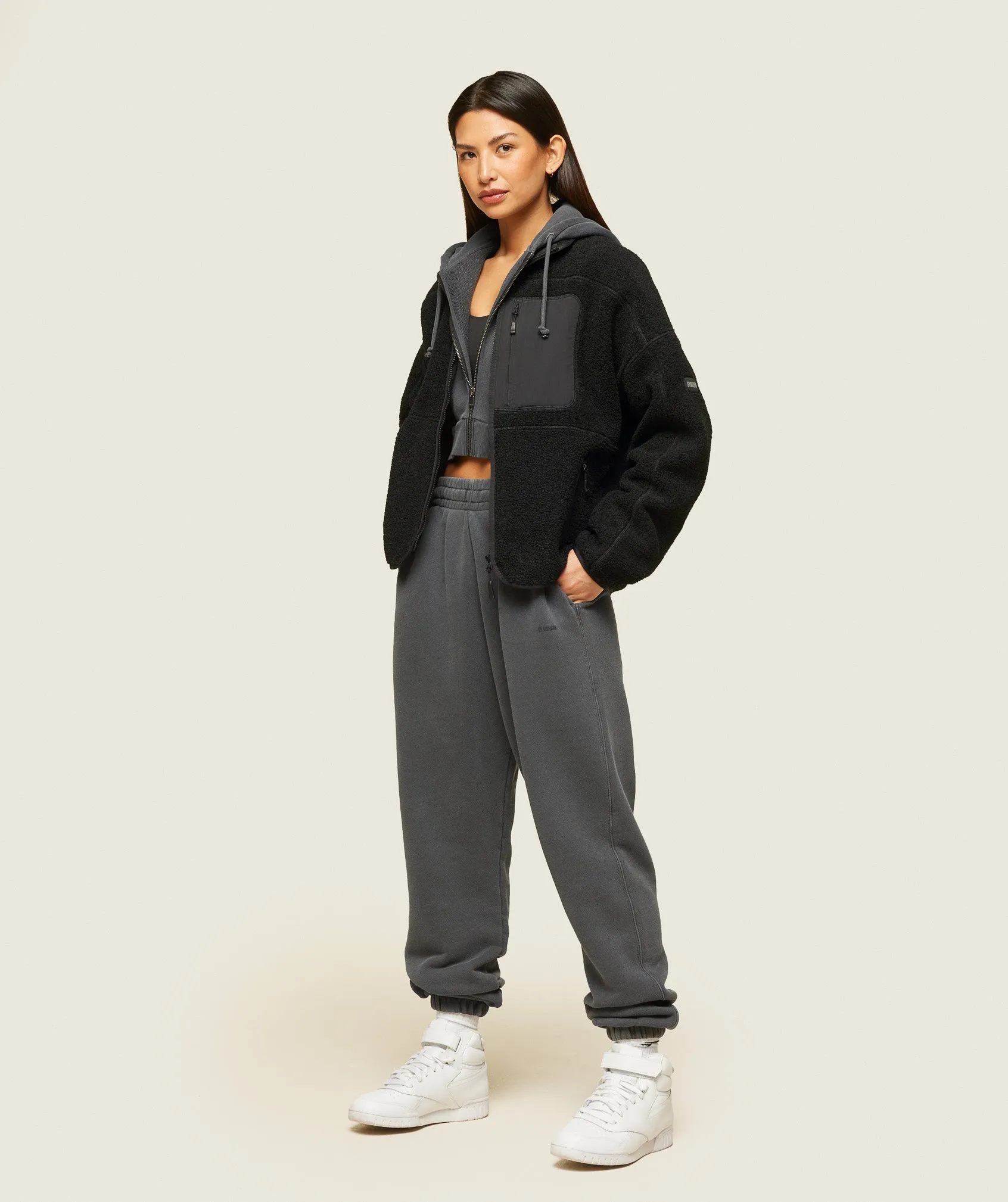 Gymshark Everywear Zip Up Sherpa Jacket - Black sold by Gymshark product image thumbnail 4