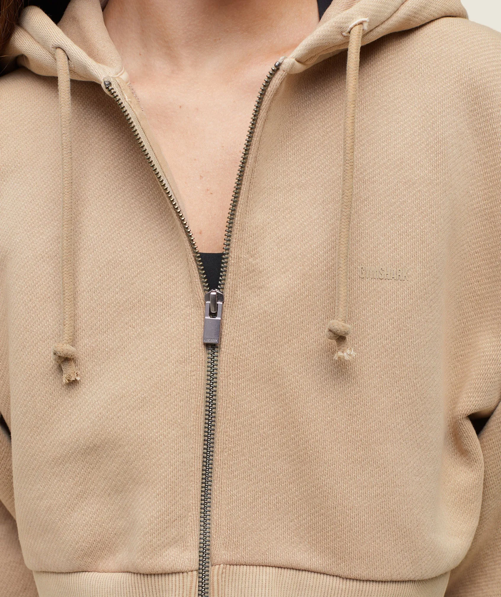 Gymshark everywear Cropped Zip Hoodie - Deep Beige sold by Gymshark product image thumbnail 5