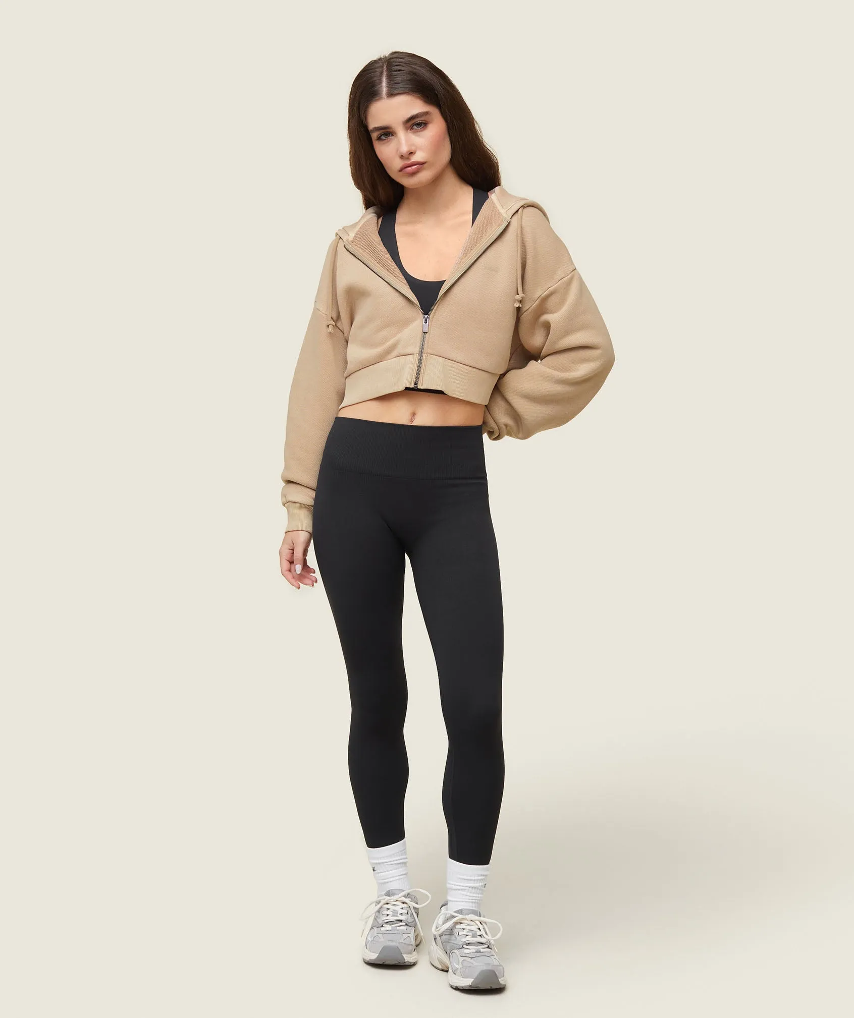 Gymshark everywear Cropped Zip Hoodie - Deep Beige sold by Gymshark product image thumbnail 4