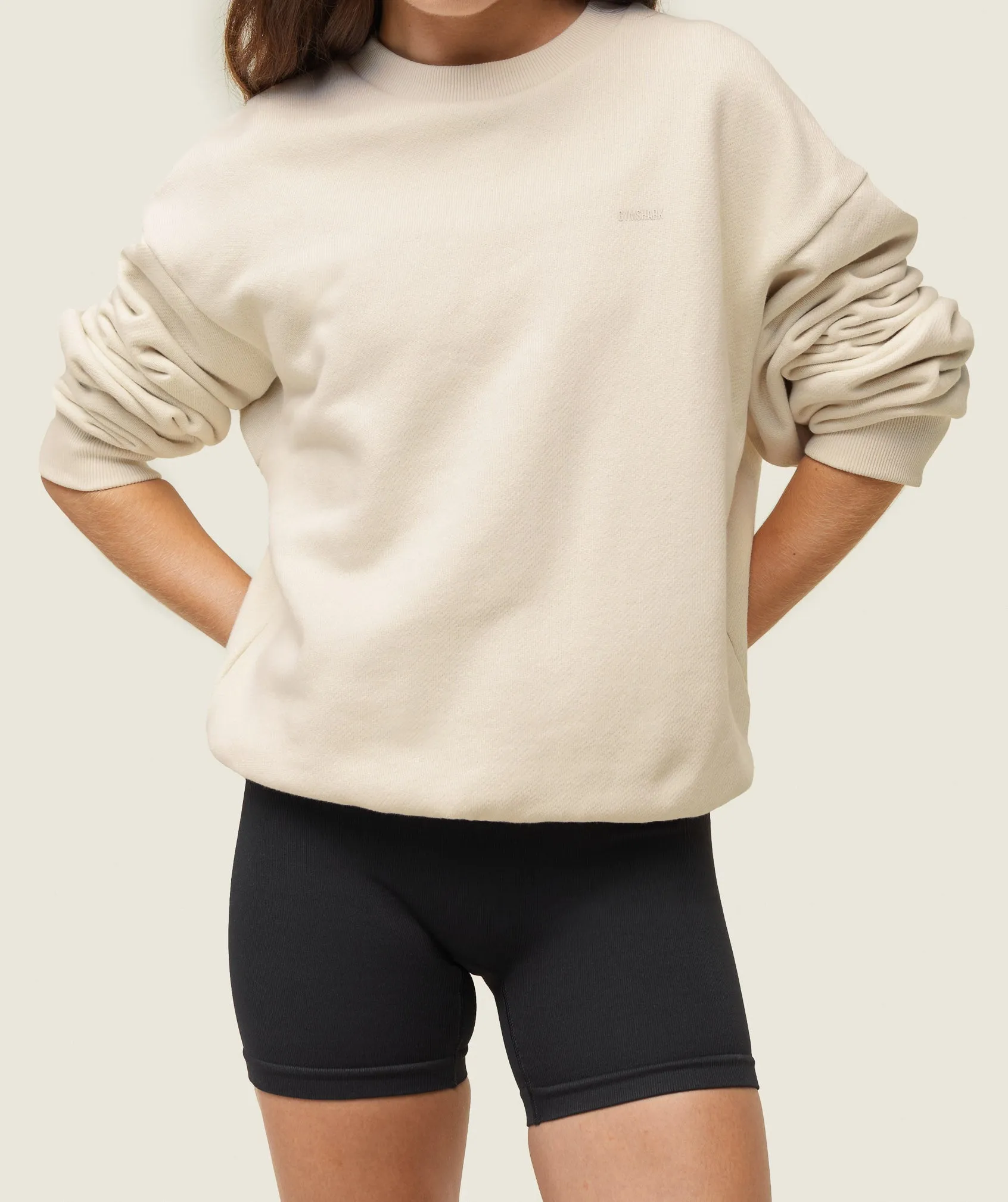 Gymshark everywear Relaxed Sweatshirt - Oat White sold by Gymshark product image thumbnail 3