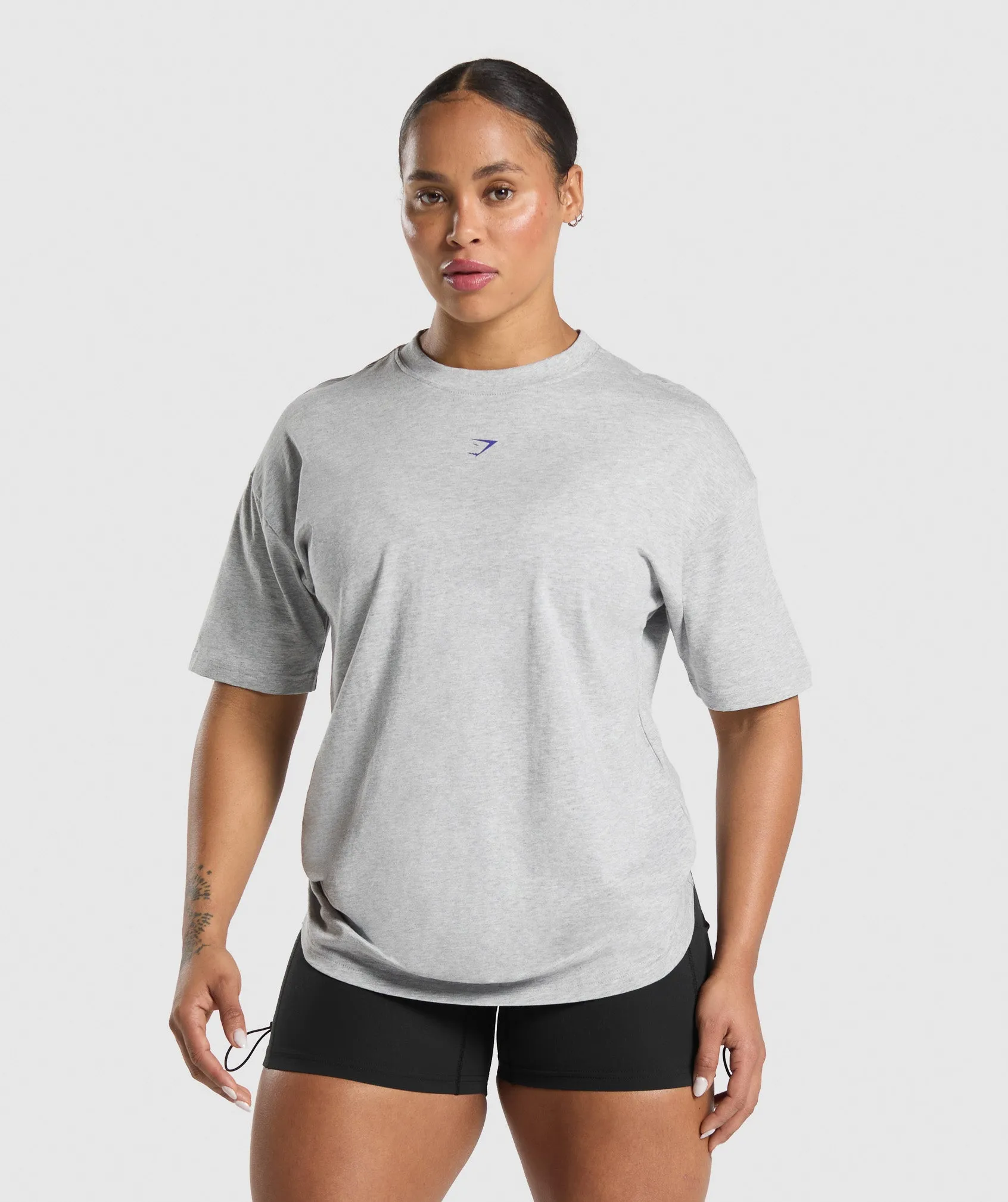 Gymshark Graphic Reaper Oversized Tee - Light Grey Core Marl sold by Gymshark