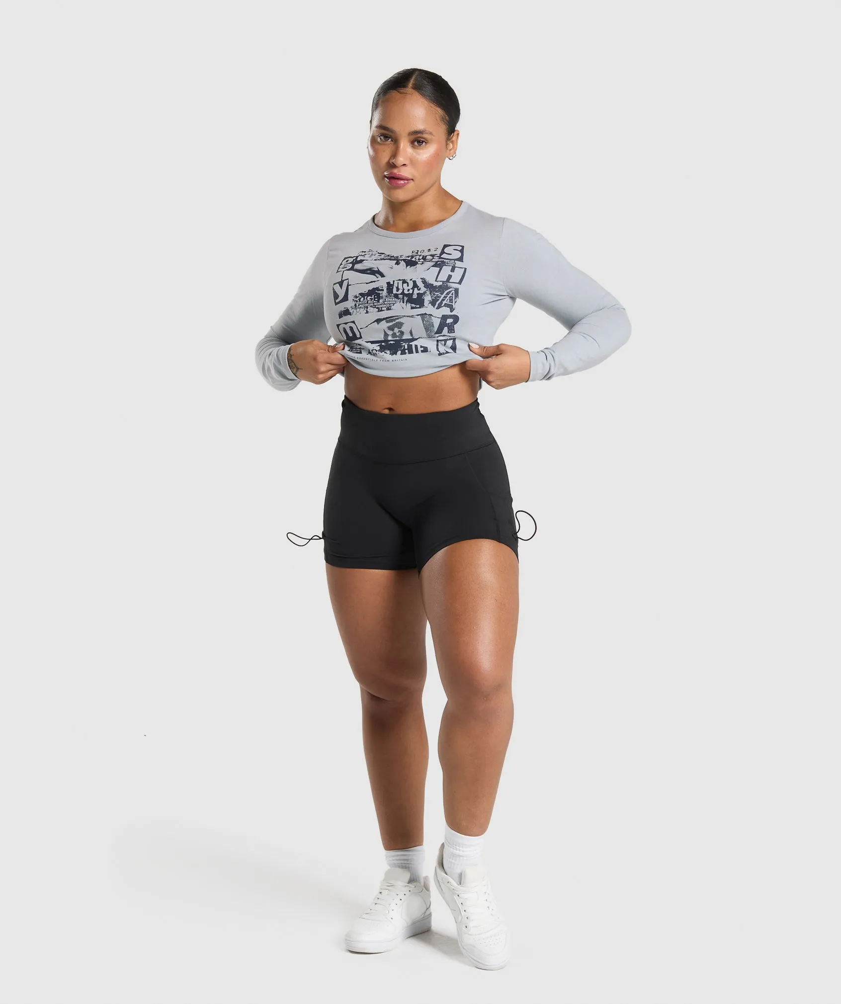 Gymshark Punk Graphic Long Sleeve Midi Top - Ice Grey sold by Gymshark product image thumbnail 3