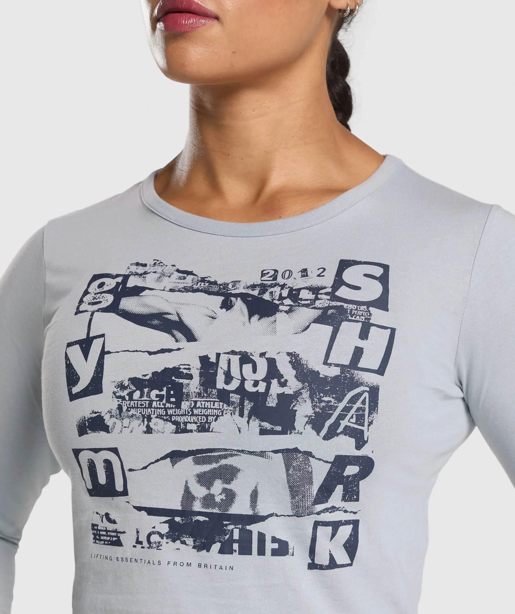 Gymshark Punk Graphic Long Sleeve Midi Top - Ice Grey sold by Gymshark product image thumbnail 5