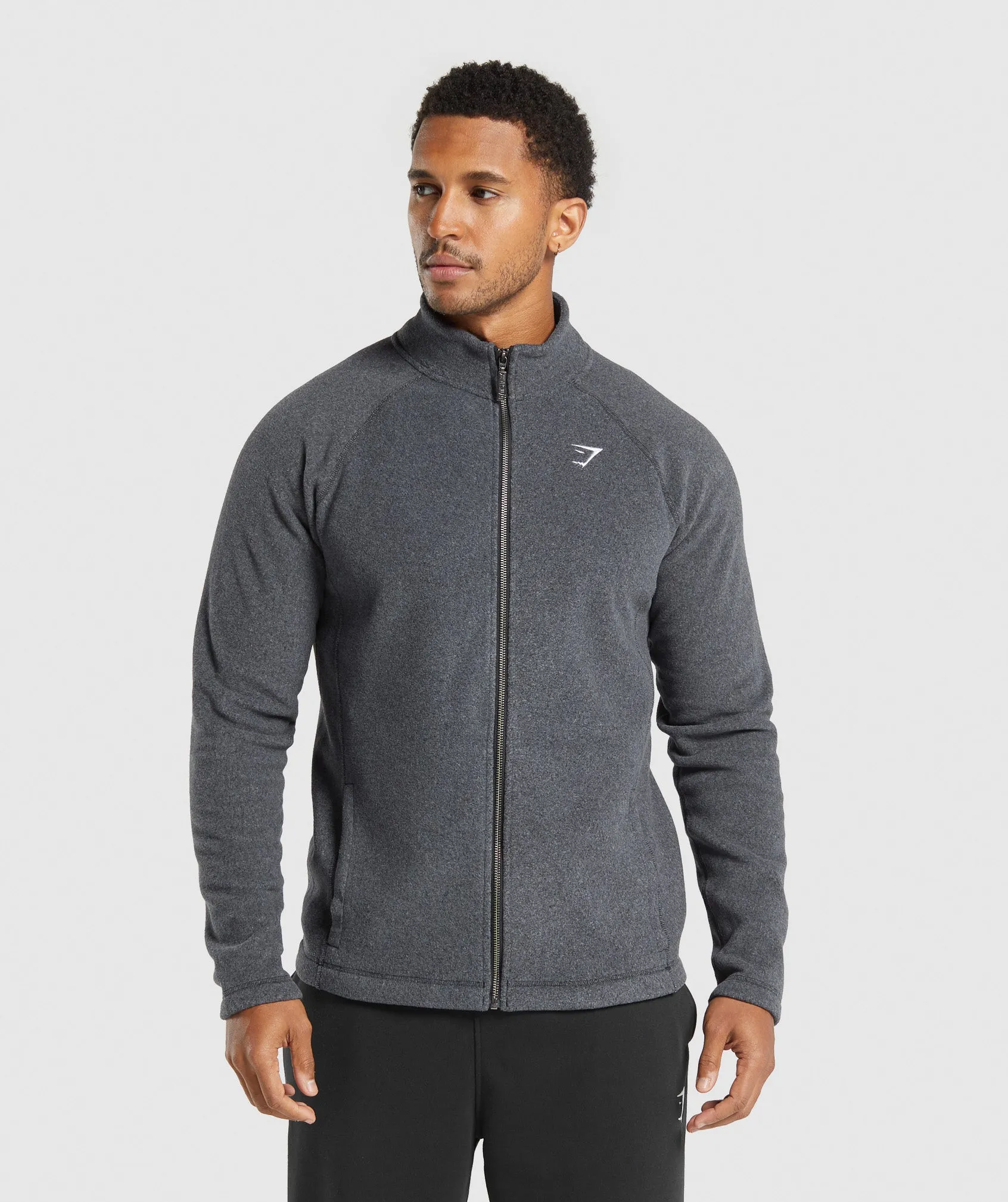 Gymshark Fleece Zip Through Jacket - Black/Graphite Grey sold by Gymshark