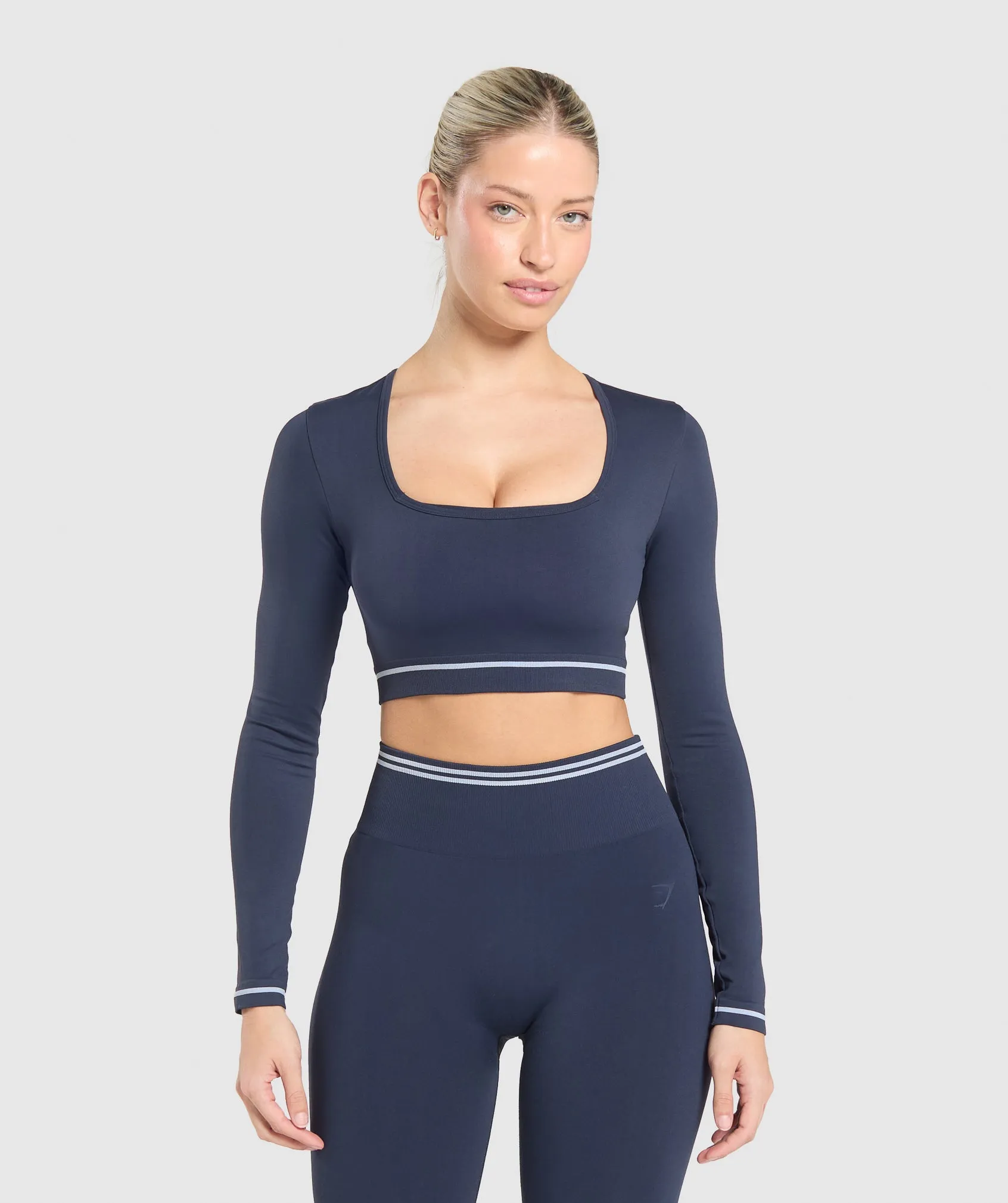Gymshark Contrast Seamless Crop Top - Heavy Blue sold by Gymshark