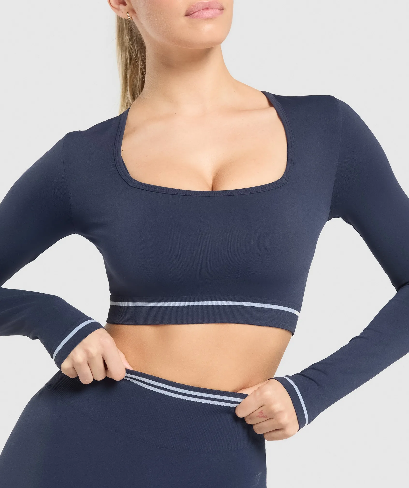 Gymshark Contrast Seamless Crop Top - Heavy Blue sold by Gymshark product image thumbnail 5