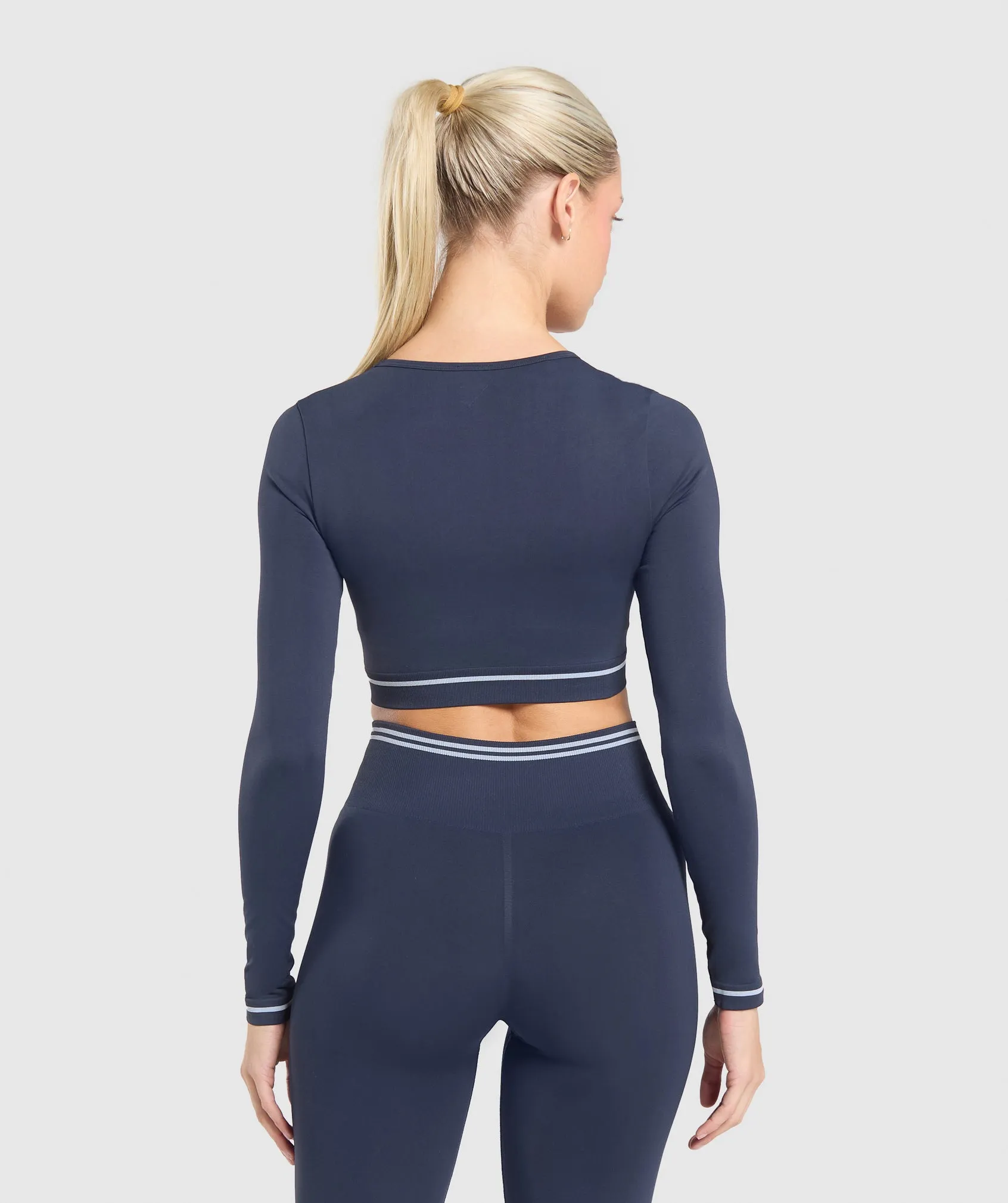 Gymshark Contrast Seamless Crop Top - Heavy Blue sold by Gymshark product image thumbnail 2