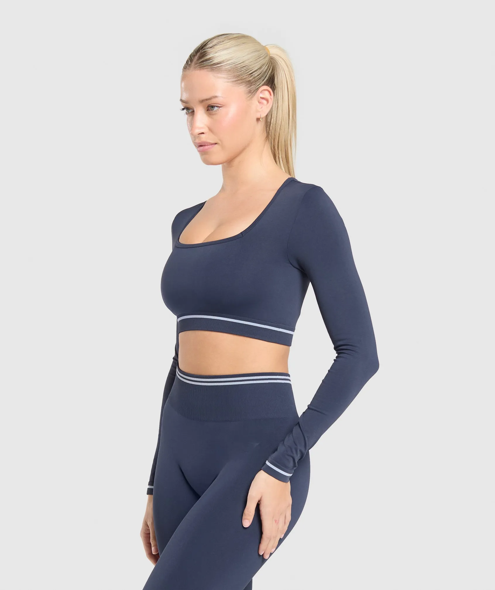 Gymshark Contrast Seamless Crop Top - Heavy Blue sold by Gymshark product image thumbnail 3