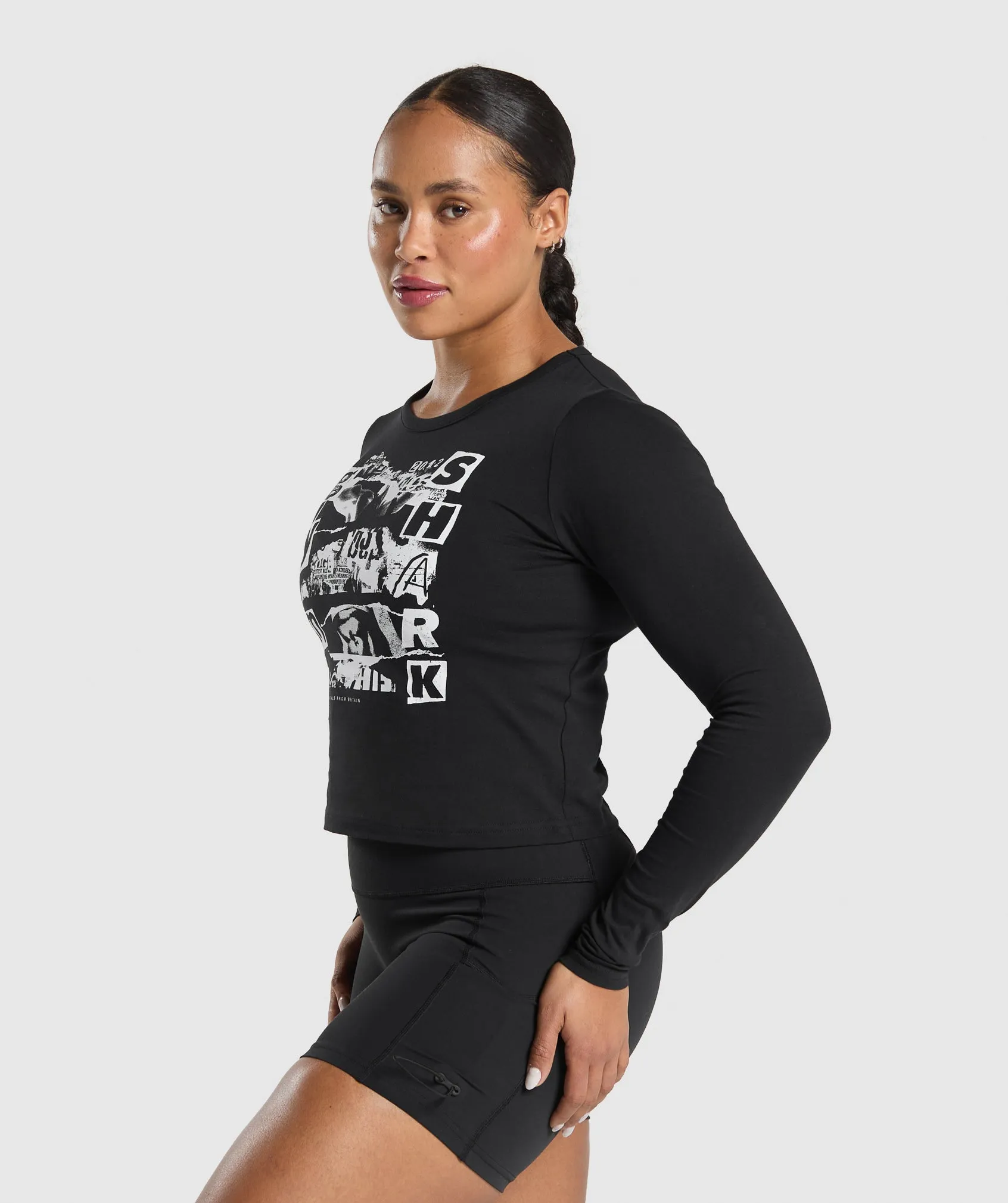 Gymshark Punk Graphic Long Sleeve Midi Top - Black sold by Gymshark product image thumbnail 5