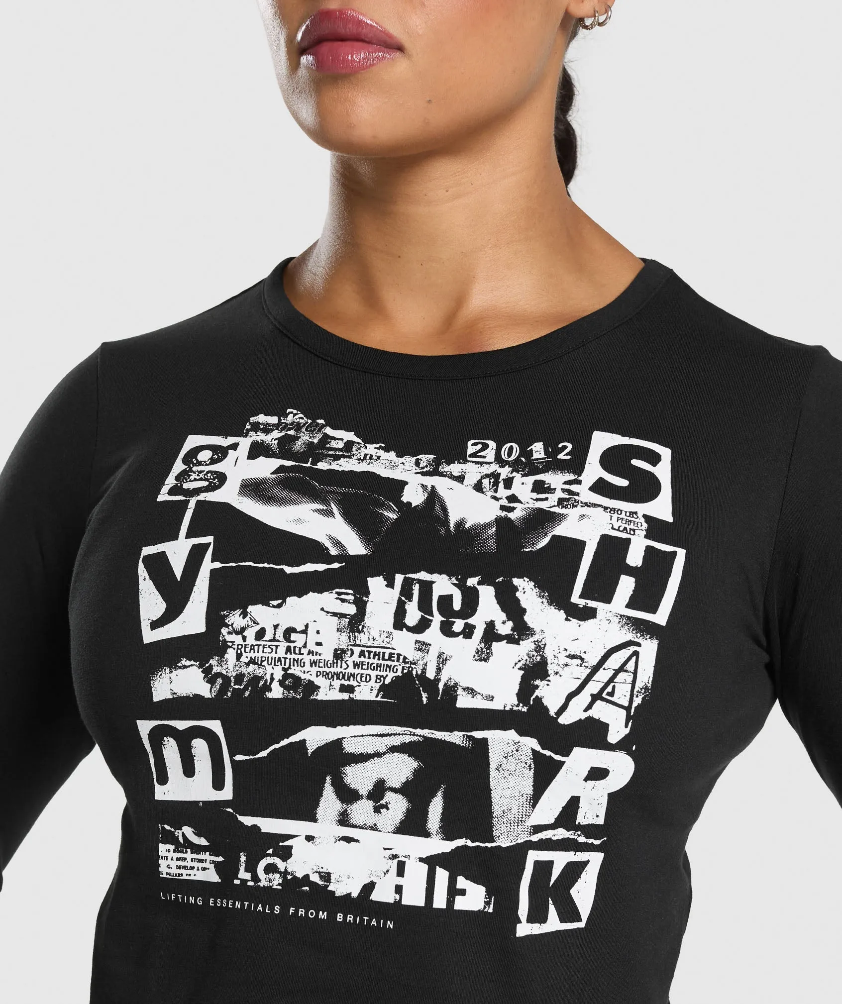 Gymshark Punk Graphic Long Sleeve Midi Top - Black sold by Gymshark product image thumbnail 4