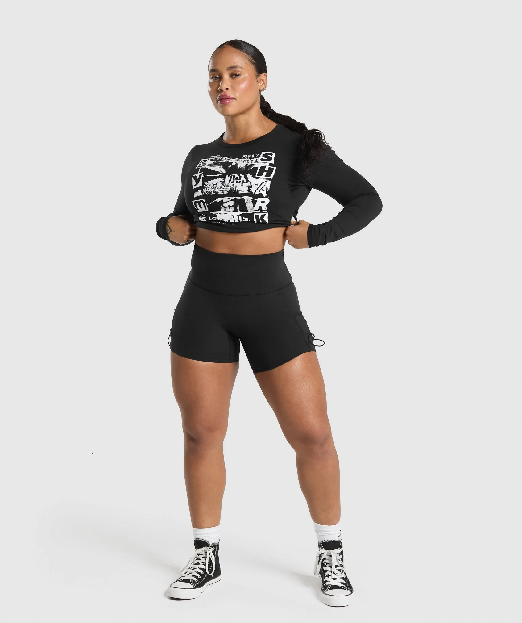 Gymshark Punk Graphic Long Sleeve Midi Top - Black sold by Gymshark product image thumbnail 3